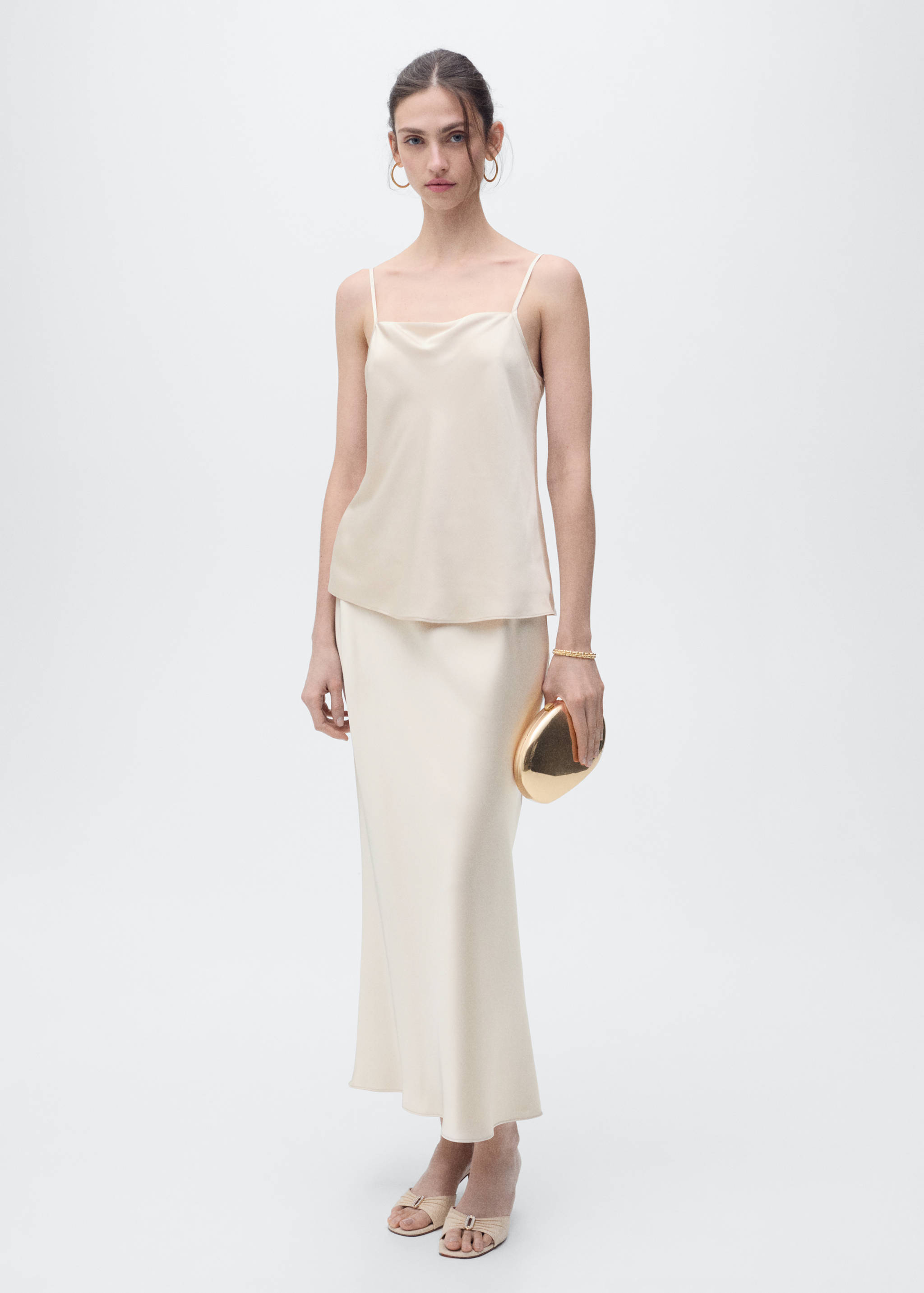Satin top with draped neckline - General plane