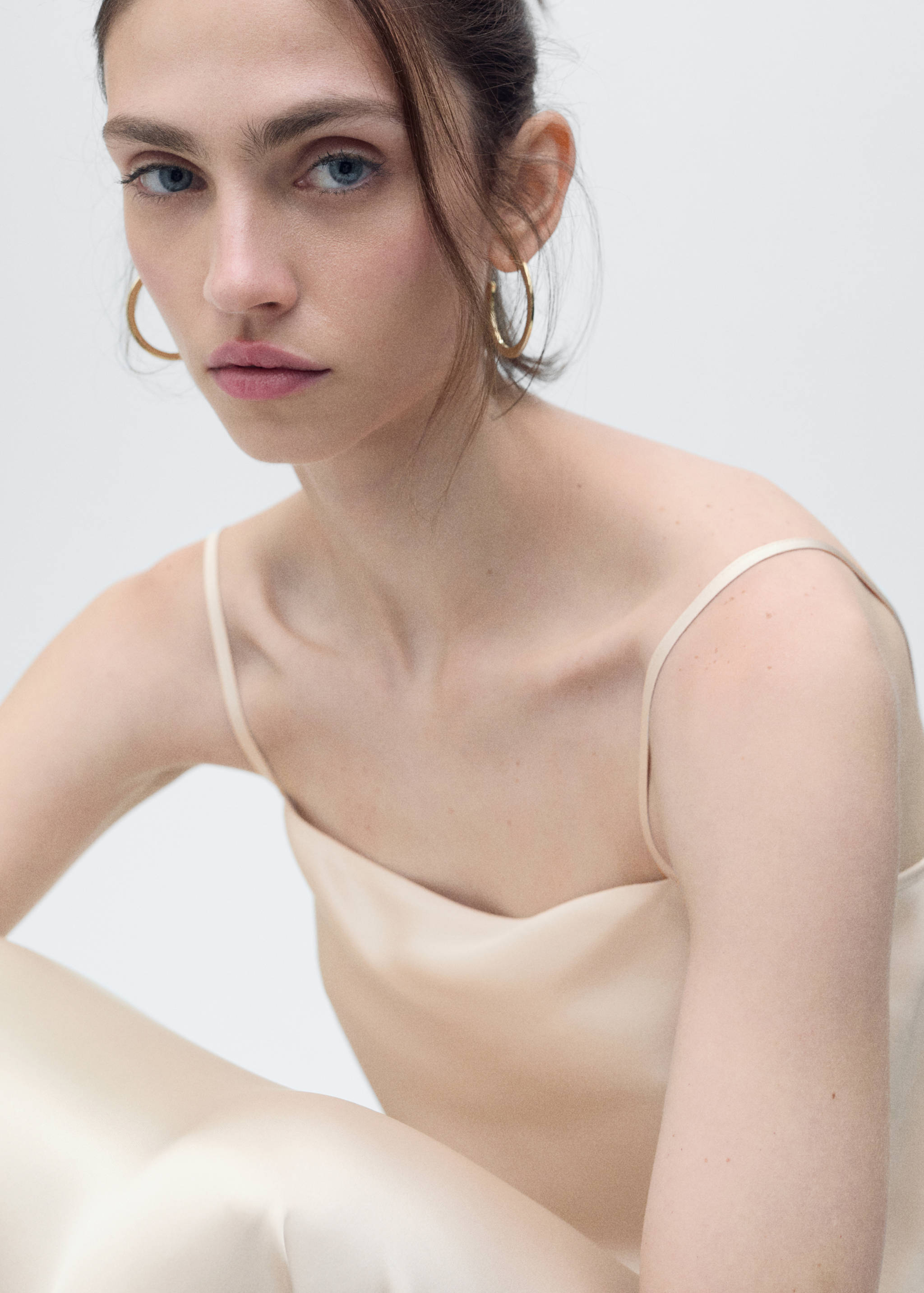 Satin top with draped neckline - Details of the article 1