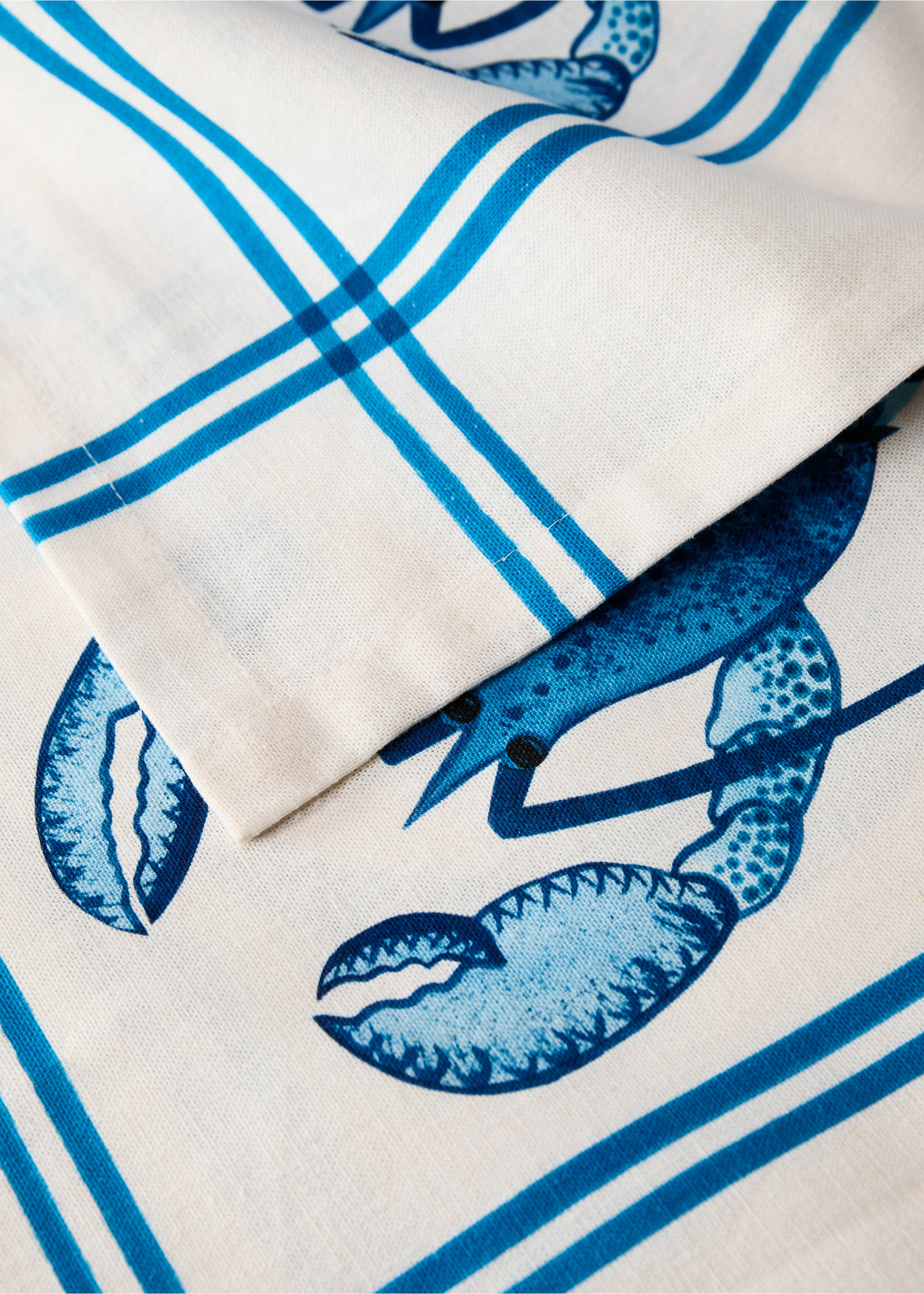 Nappe en lin imprimé marin pour 6 à 8 convives - Détail de l'article 1, Bleu. Ref: 87046730-00.