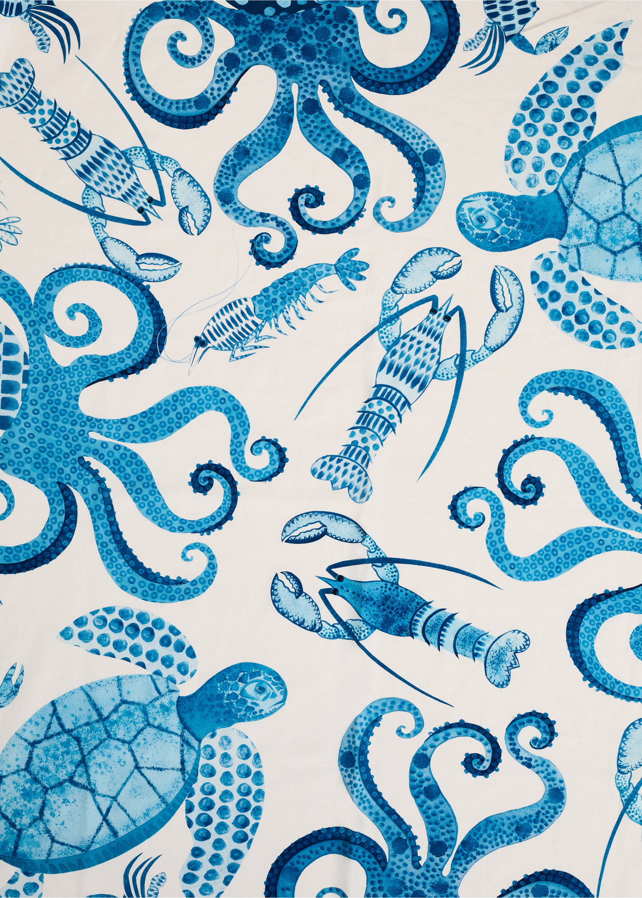 Nappe en lin imprimé marin pour 6 à 8 convives - Détail de l'article 3, Bleu. Ref: 87046730-00.