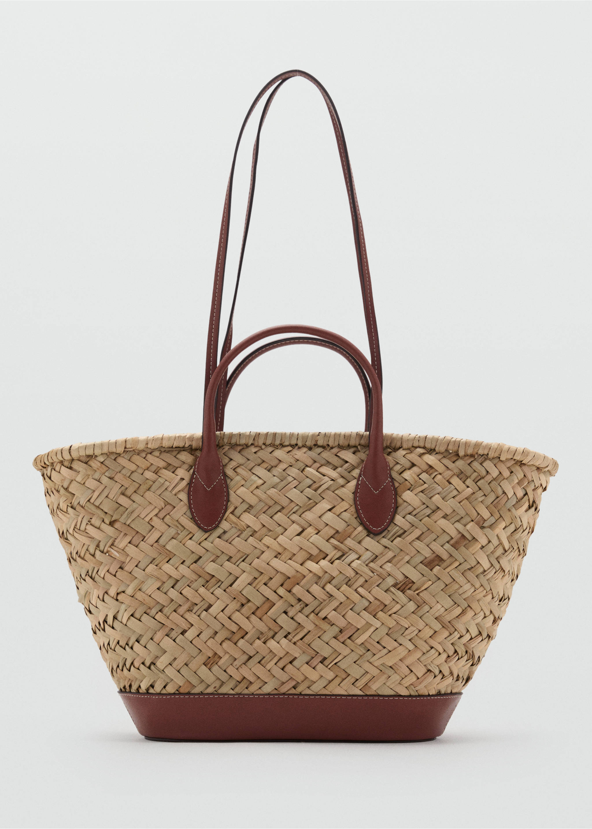 Large double-handle natural fiber basket - Article without model, Leather. Ref: 87047161-00.