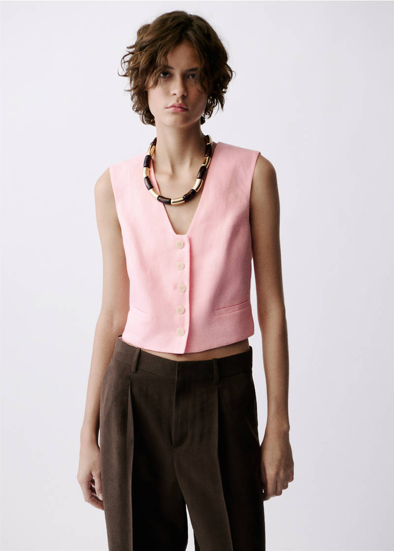 Linen suit waistcoat - Light Pink