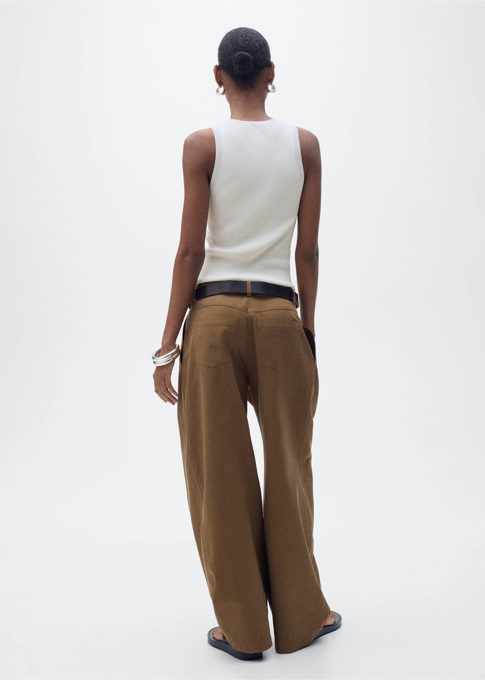 Ribbed knit top - Reverse of the article, Ecru. Ref: 87047163-00.