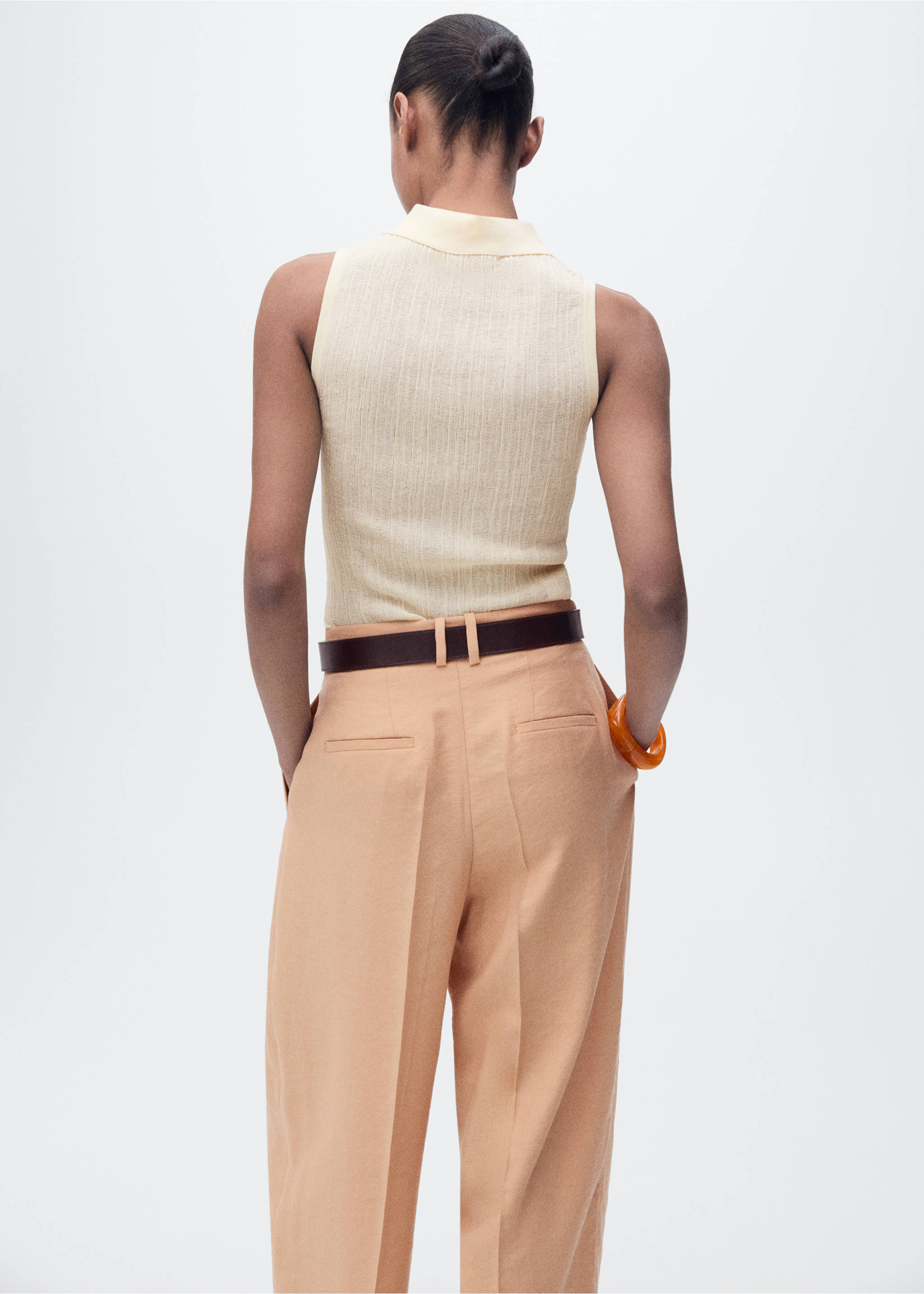 Top maglia collo polo - Retro dell'articolo, Vaniglia. Ref: 87047165-00.