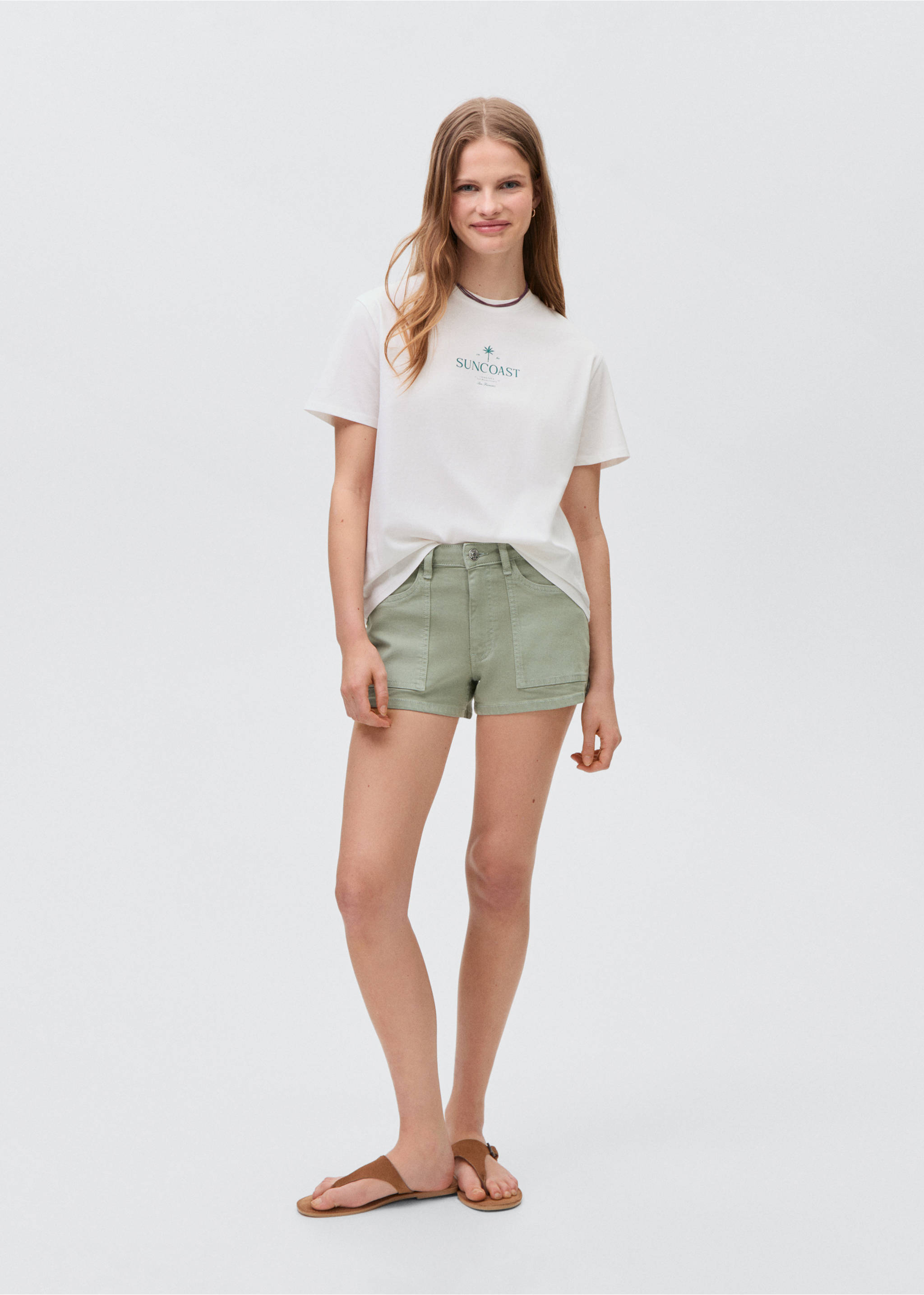 Cotton shorts with pockets - General plane, Pastel Green. Ref: 87047167-00.