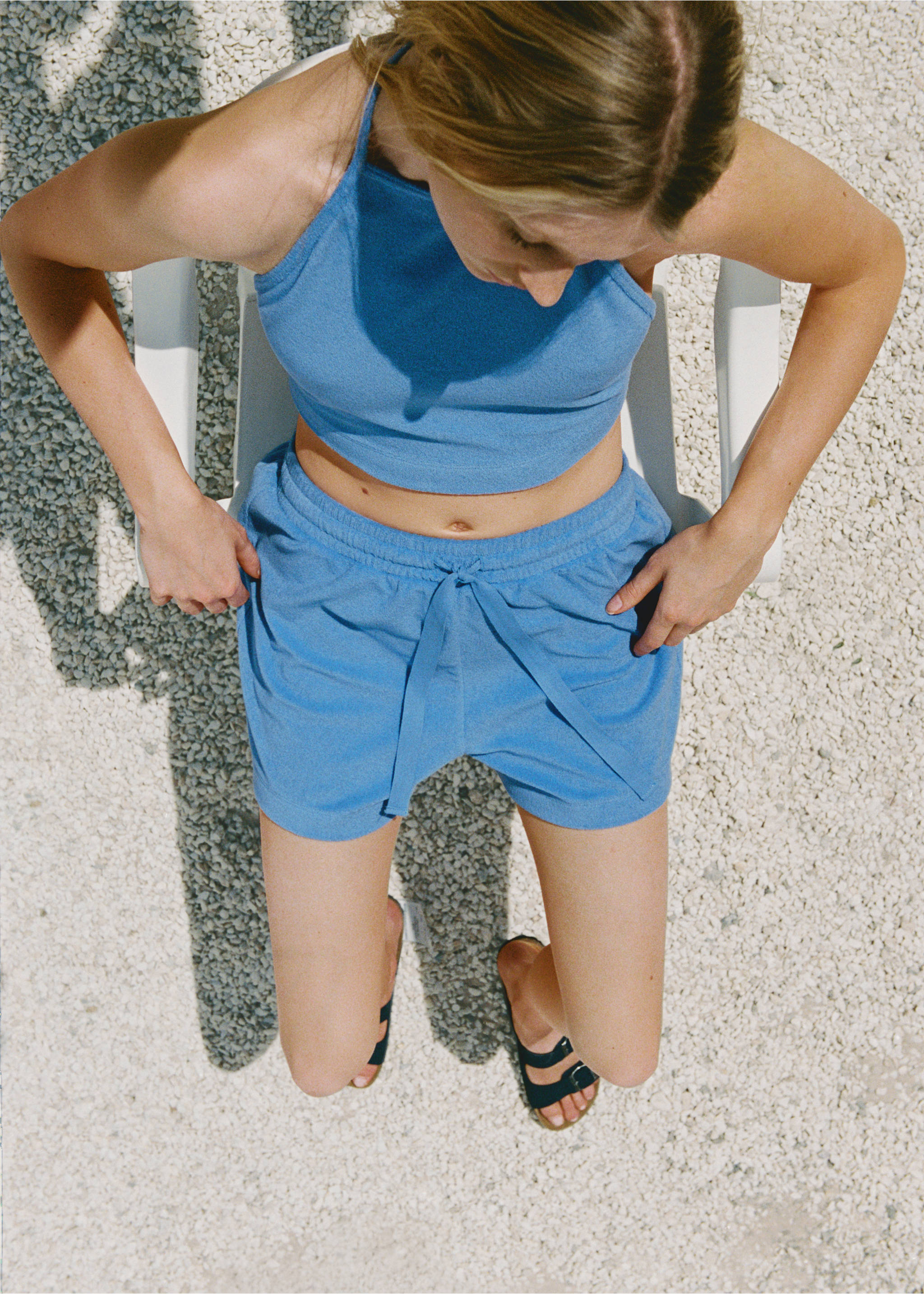 Shorts algodón rizo - Detalle del artículo 7, Azul. Ref: 87047169-00.