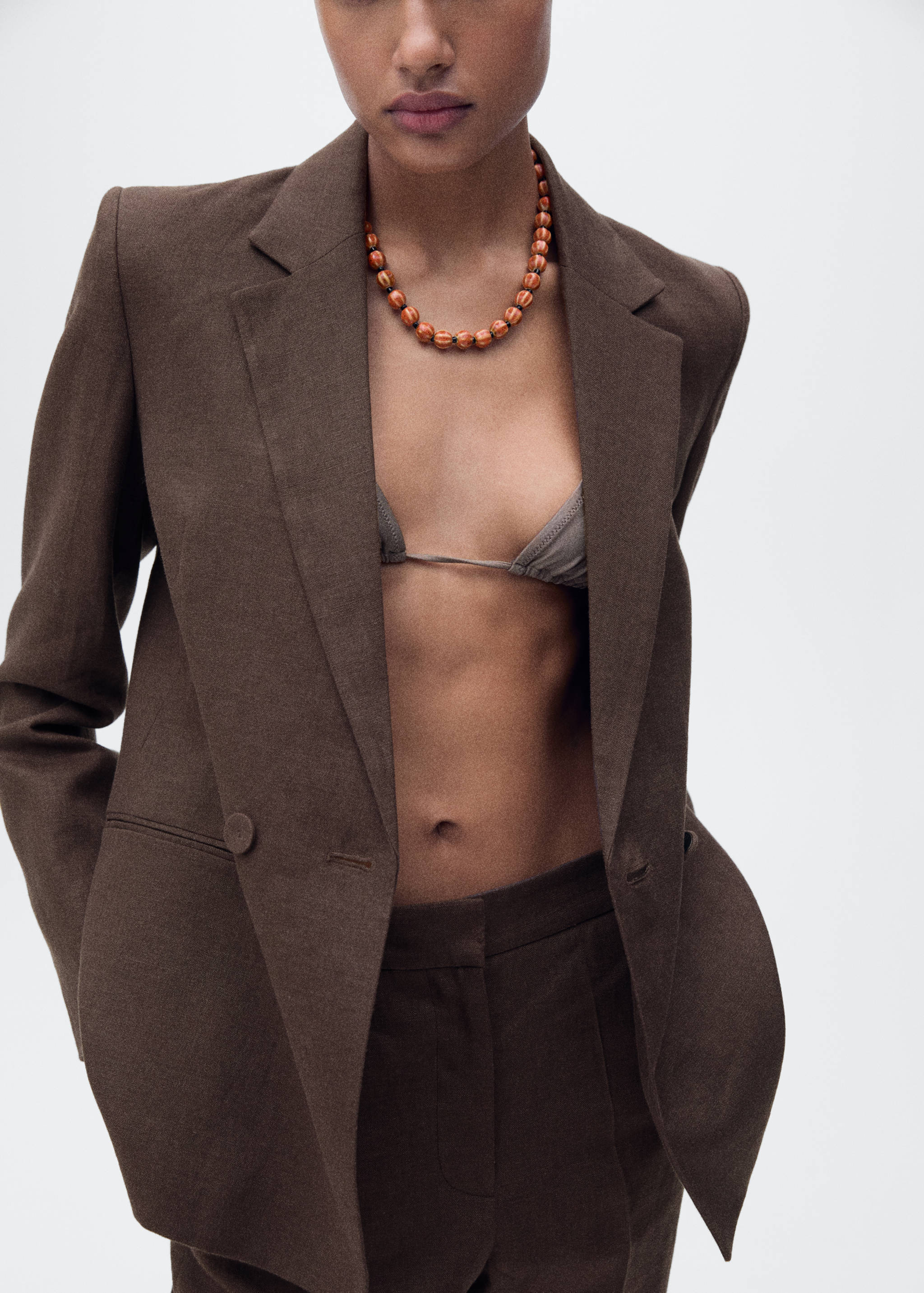 Pantaloni completo dritti lino - Piano medio