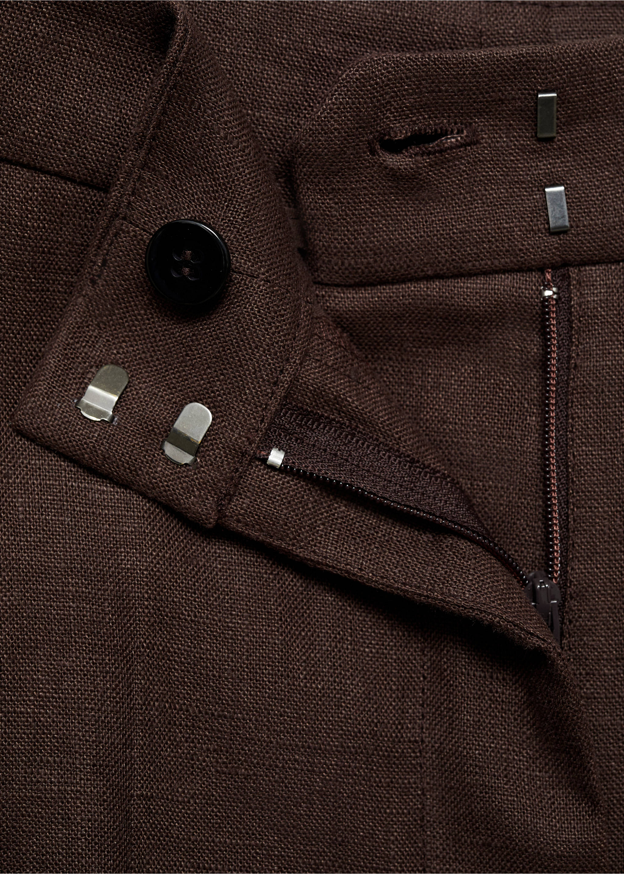 Pantaloni completo dritti lino - Dettaglio dell'articolo 8, Marrone. Ref: 87047171-00.