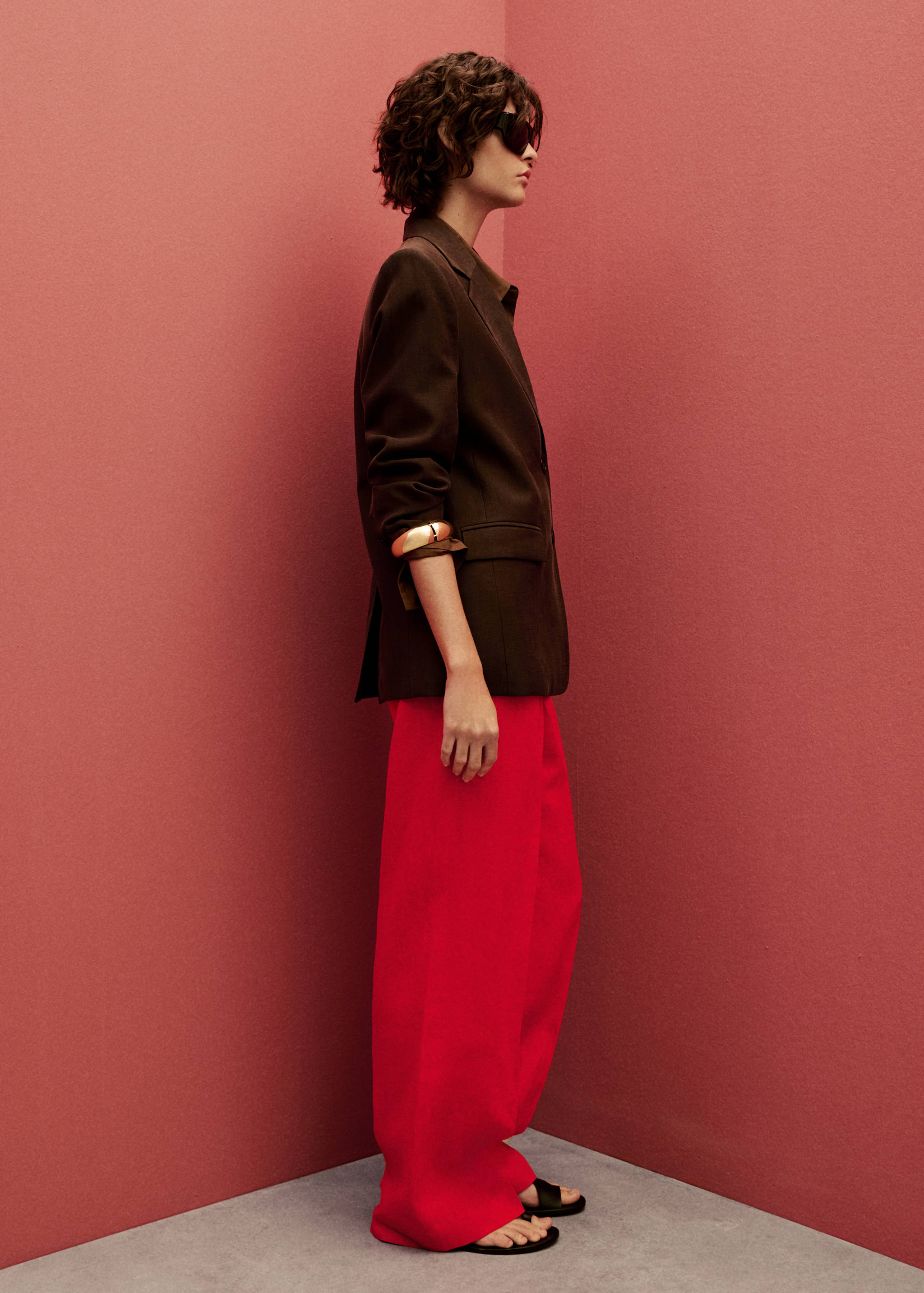 Straight-fit linen suit trousers - Reverse of the article