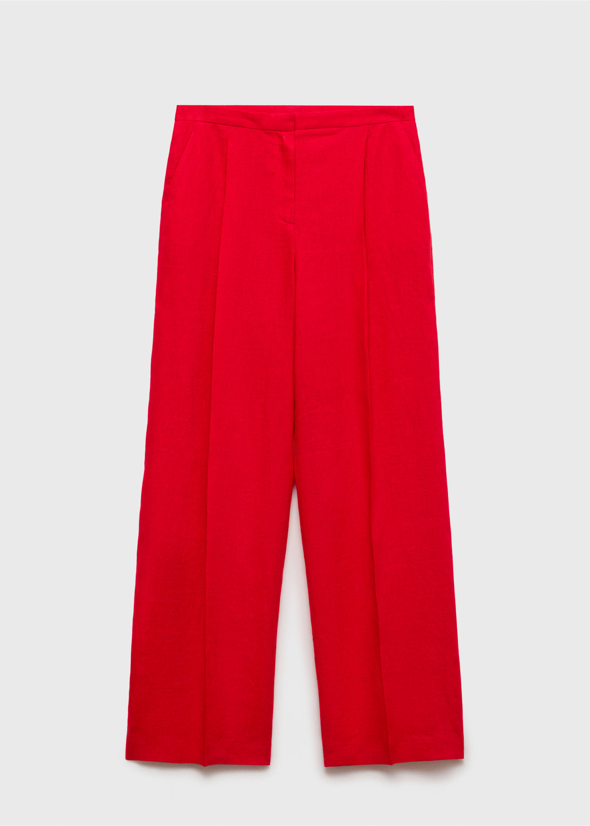 Straight-fit linen suit trousers - Article without model, Red. Ref: 87047172-00.