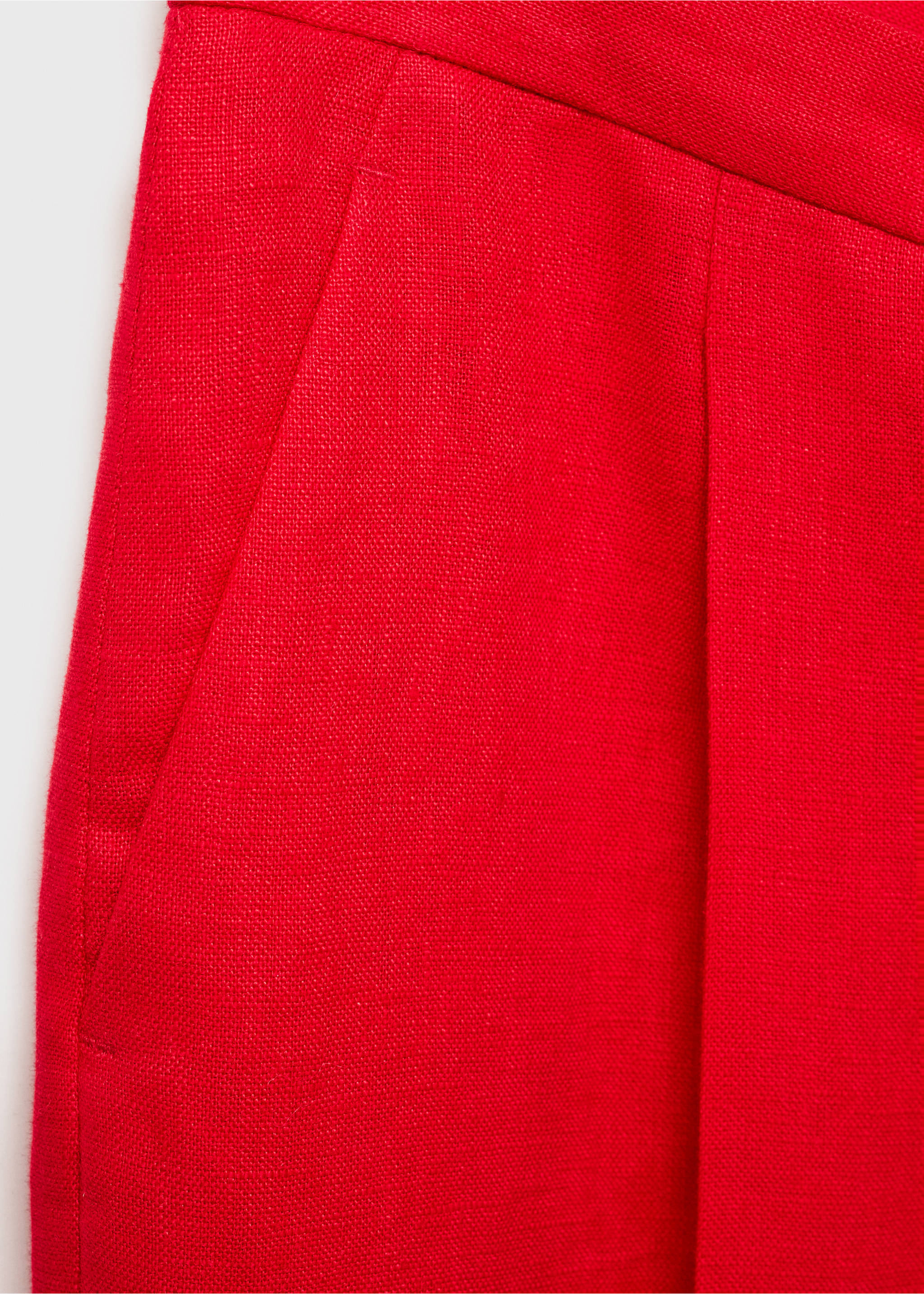 Straight-fit linen suit trousers - Details of the article 0, Red. Ref: 87047172-00.