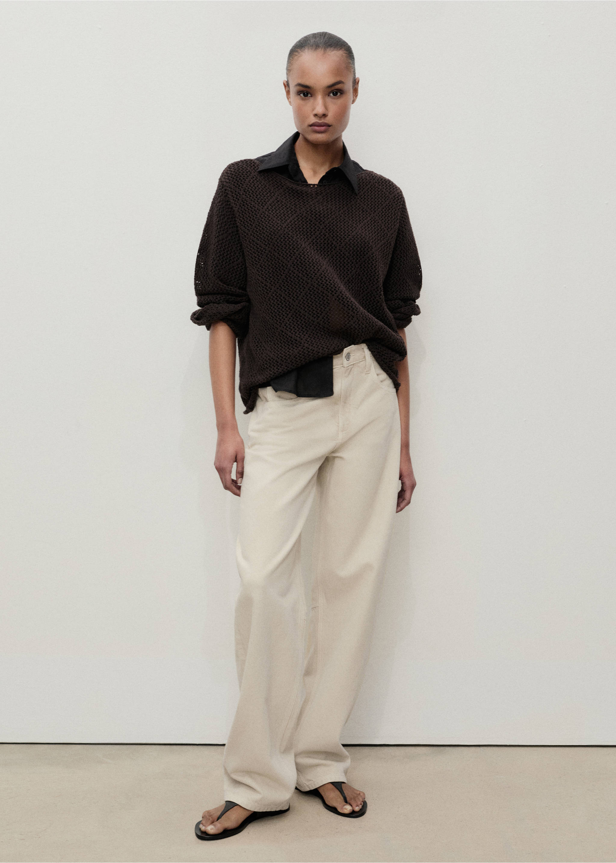 High-rise balloon jeans - General plane, Sand. Ref: 87047173-00.