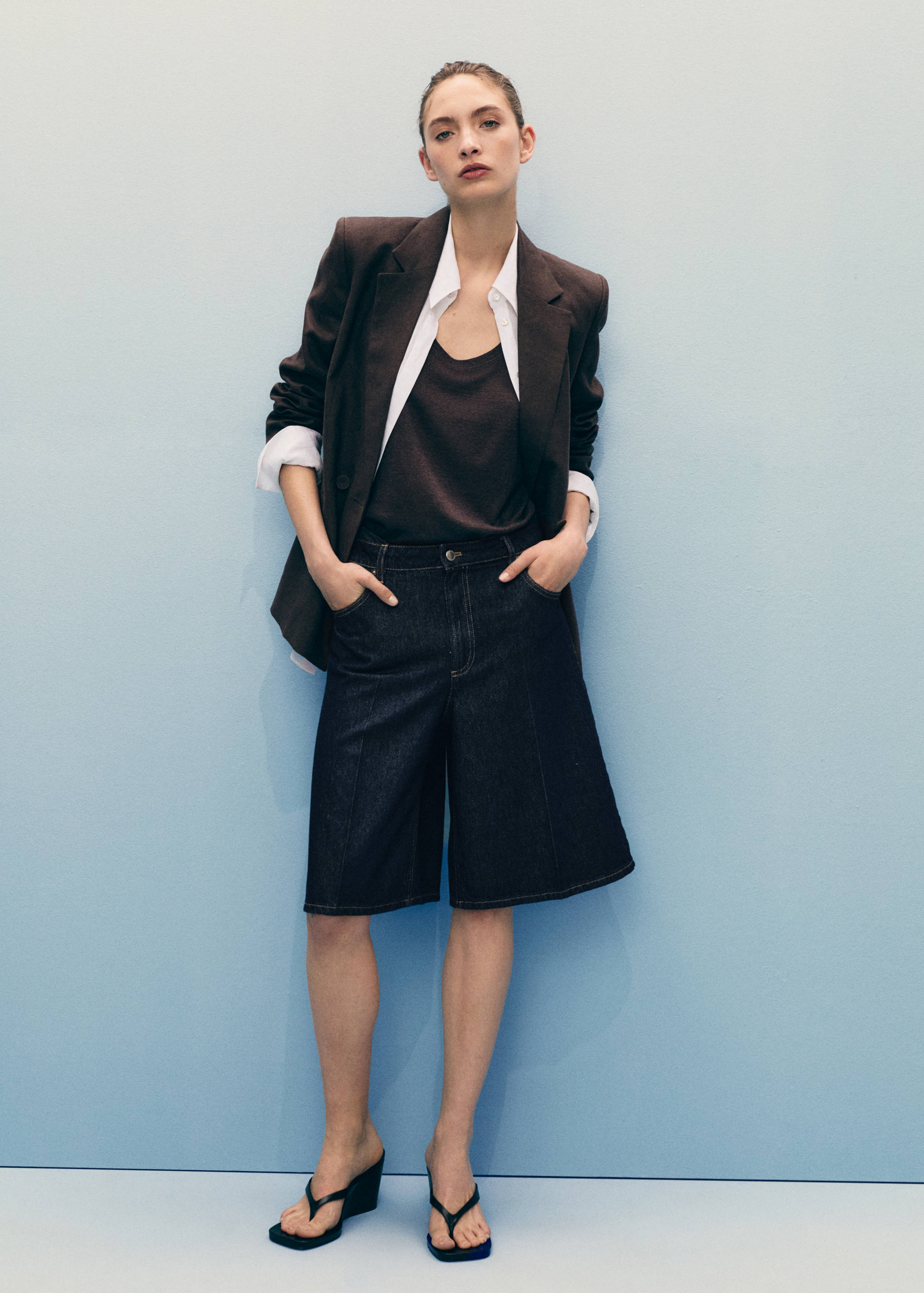 Bermuda jorts denim tiro alto - Plano general