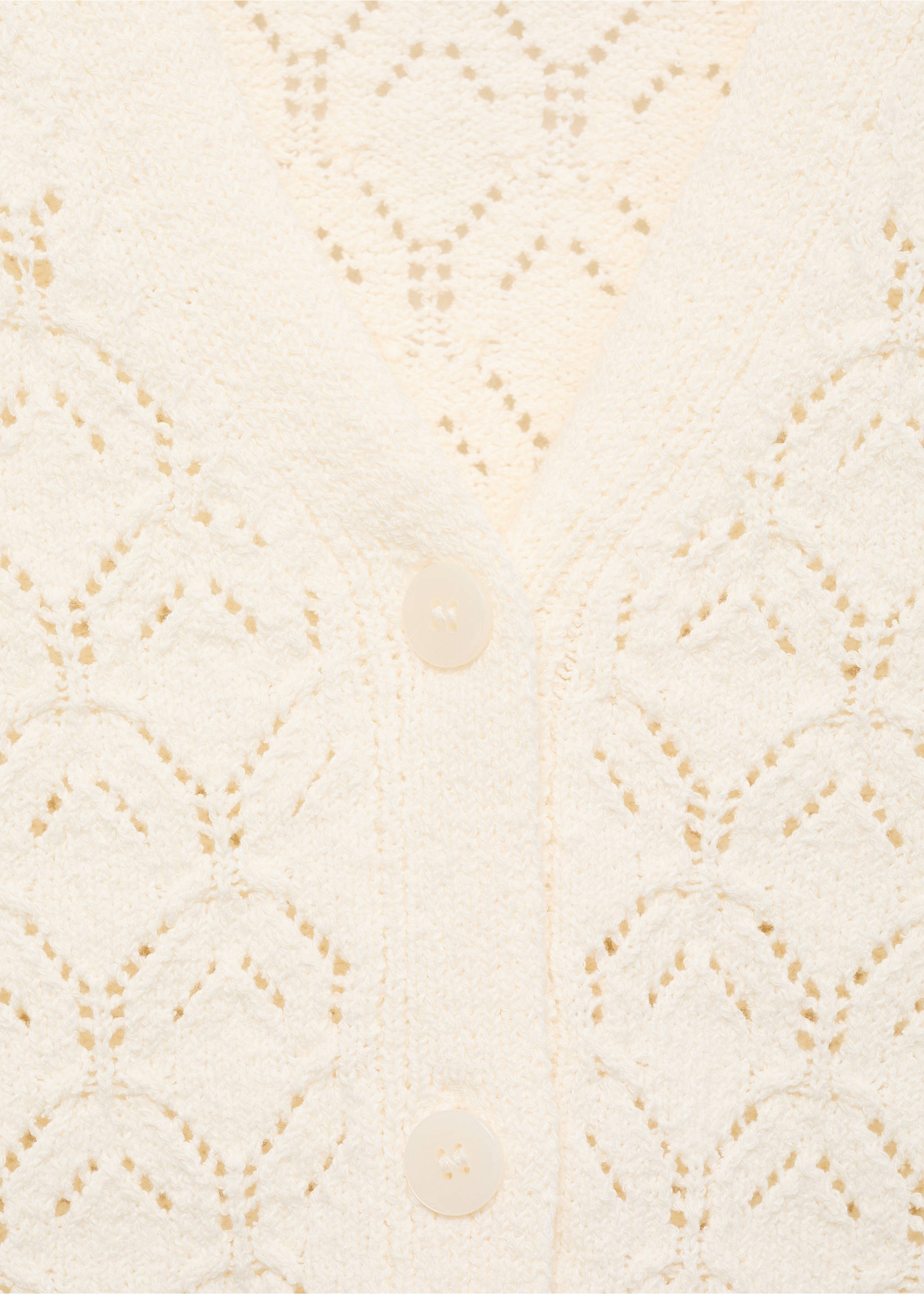 Openwork detail knit cardigan - Details of the article 8, Ecru. Ref: 87047182-00.