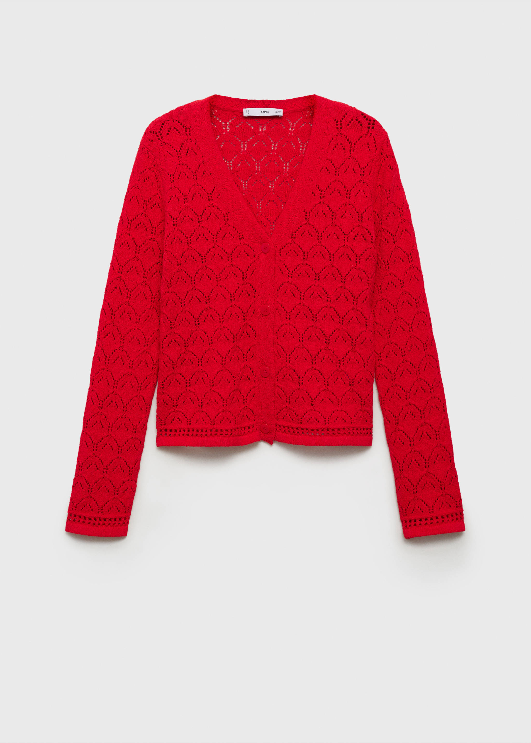 Strick-Cardigan mit Lochmusterdetails - Artikel ohne Model, Rot. Ref: 87047182-00.