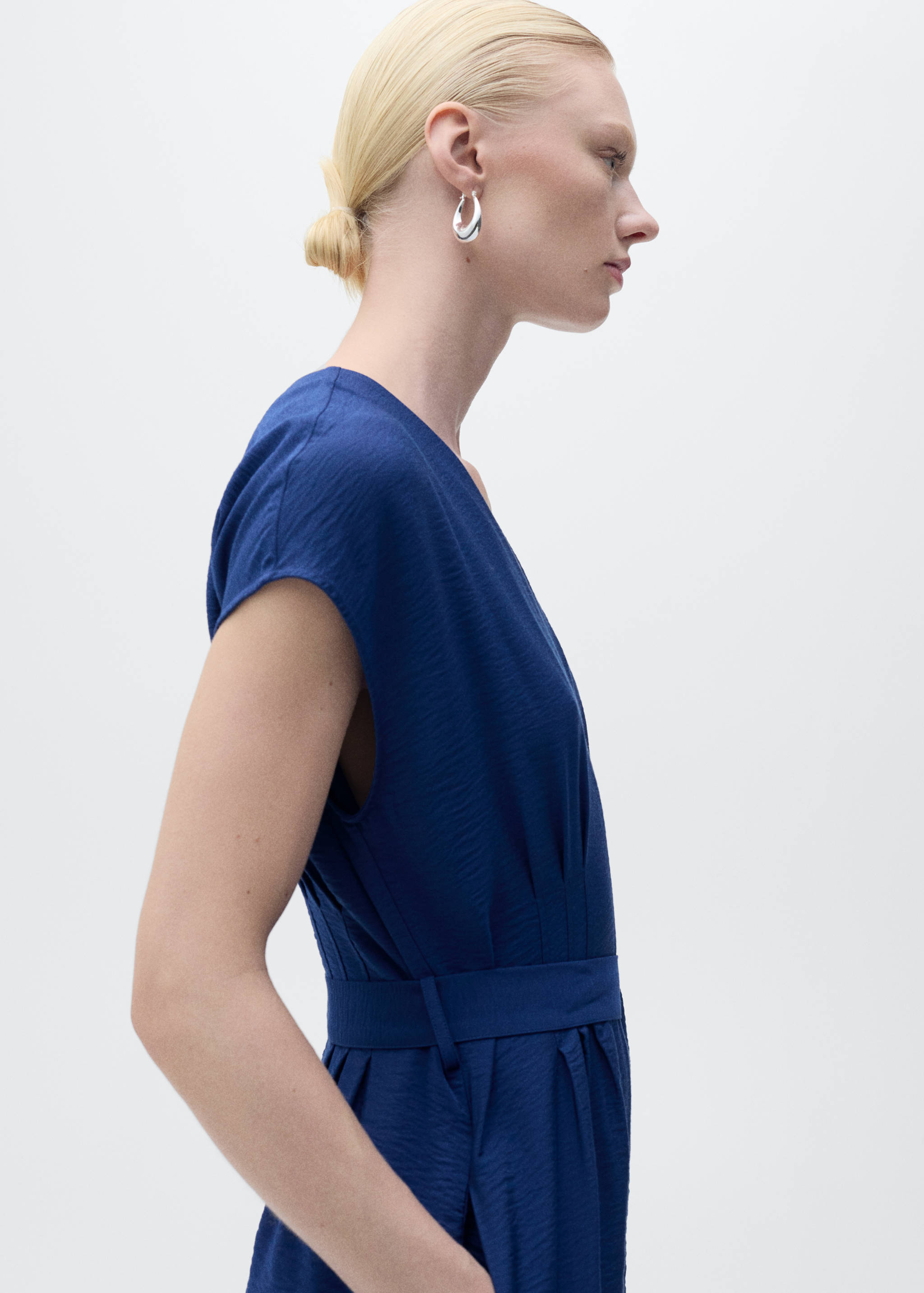 Printed long jumpsuit with belt - Medium plane