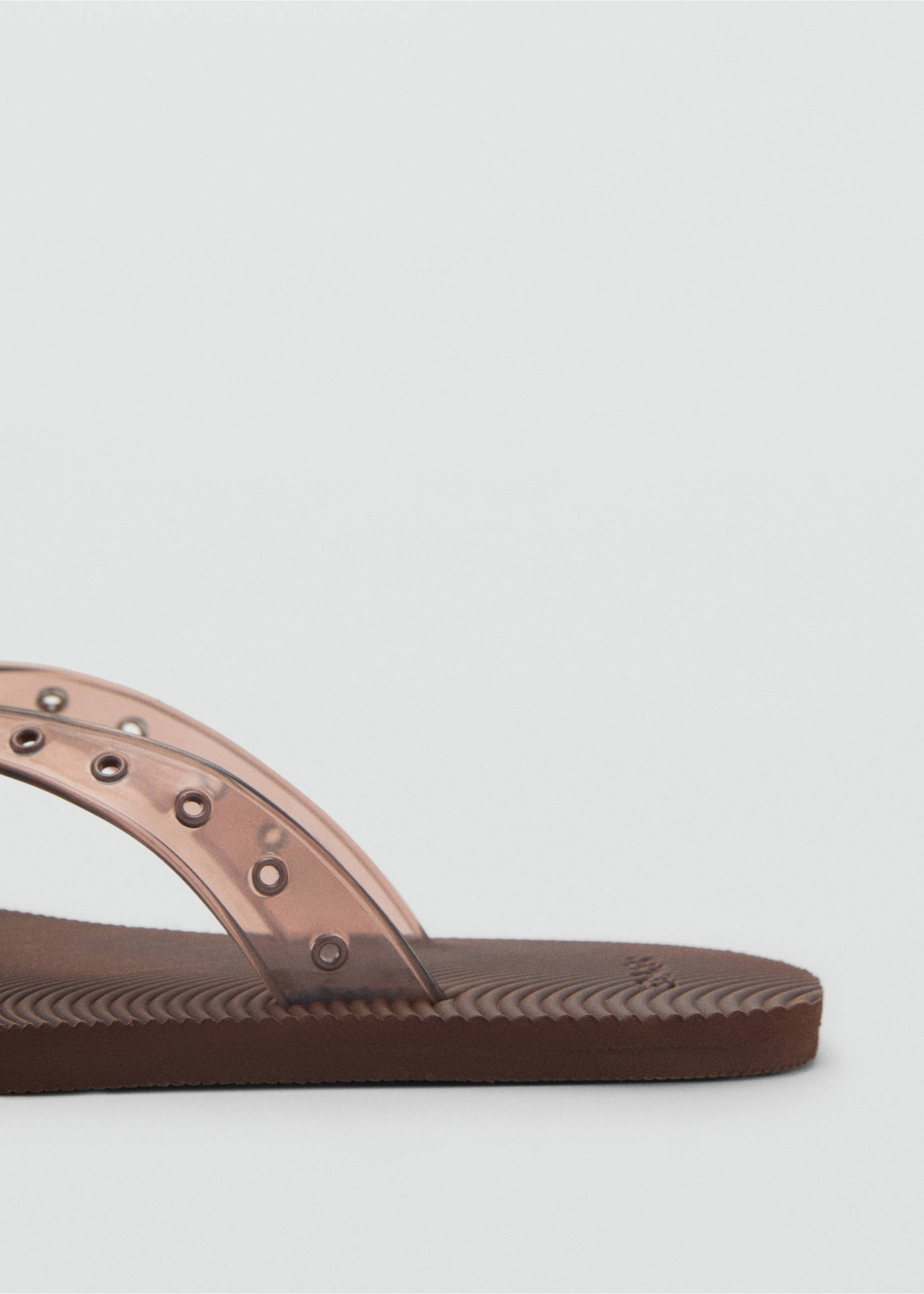 Vinyl strappy sandals with eyelets - Details of the article 1, Chocolate. Ref: 87047186-00.