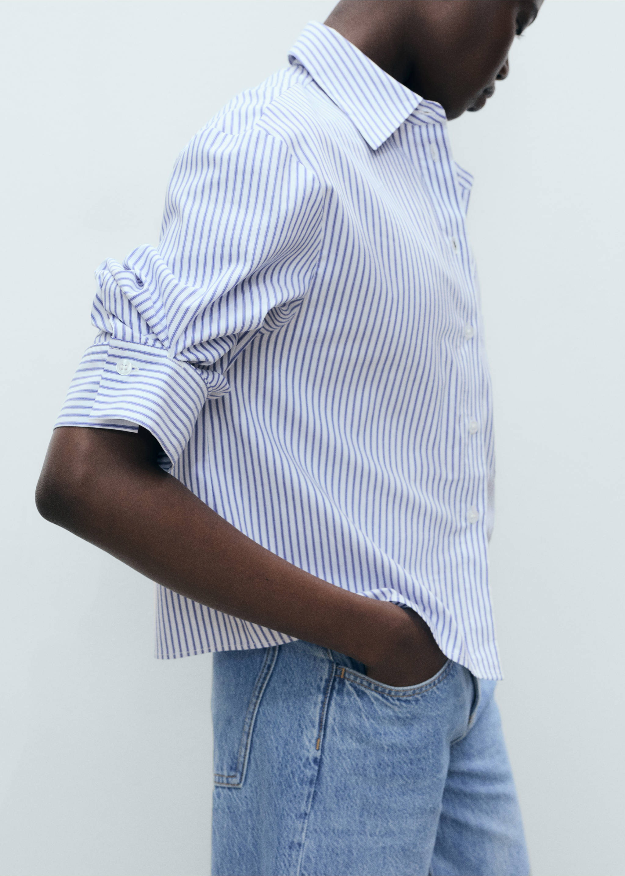 Striped multi-position sleeve shirt - Details of the article 3, Blue. Ref: 87047188-00.