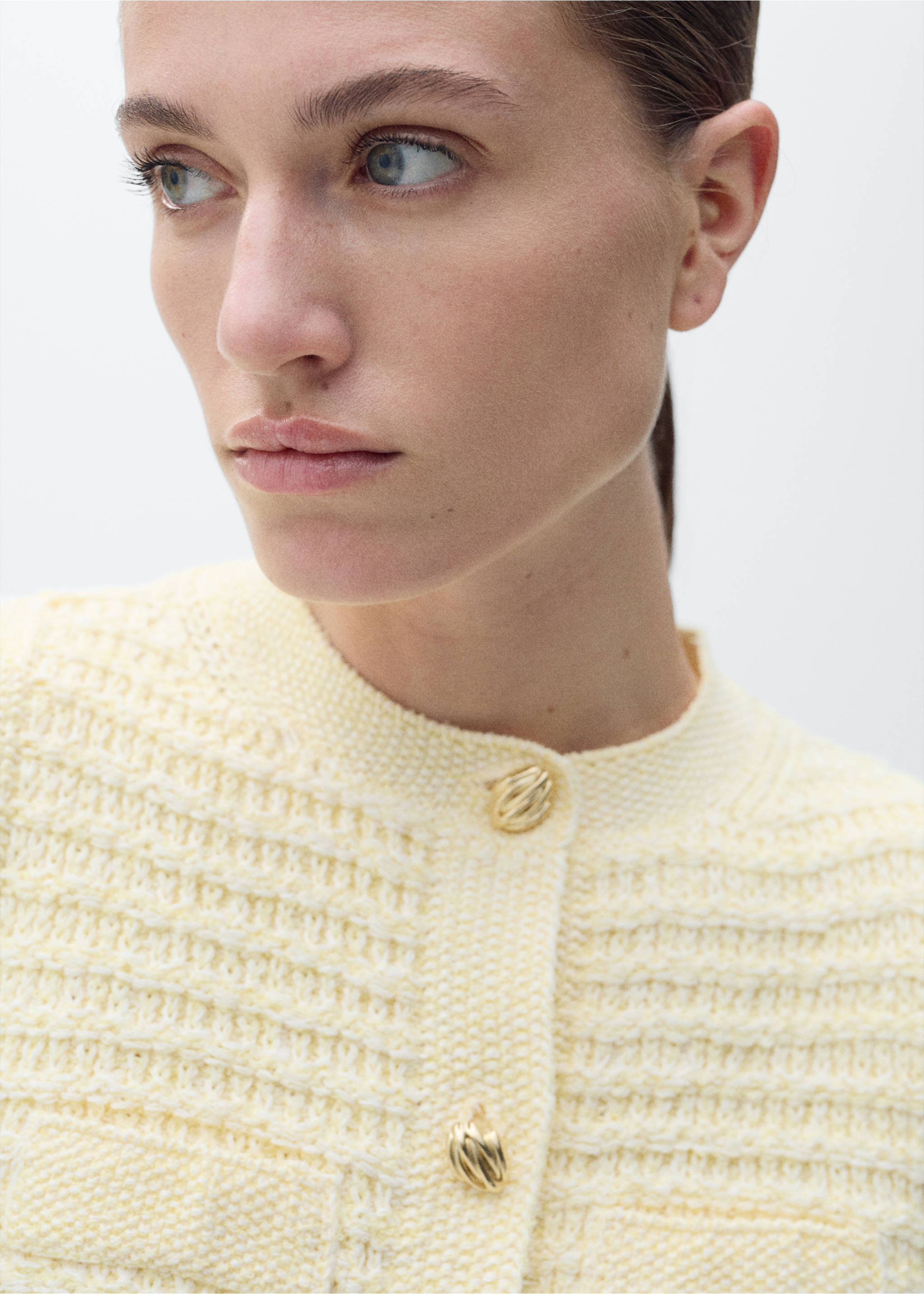 Cardigan maille boutons bijoux - Détail de l'article 1, Jaune pastel. Ref: 87047191-00.