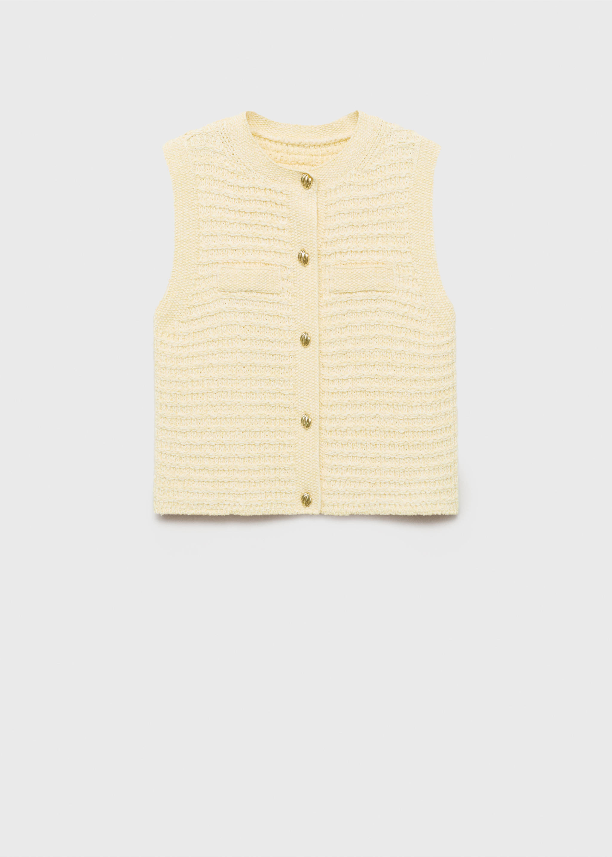 Knitted cardigan with jewel button - Article without model, Pastel Yellow. Ref: 87047191-00.