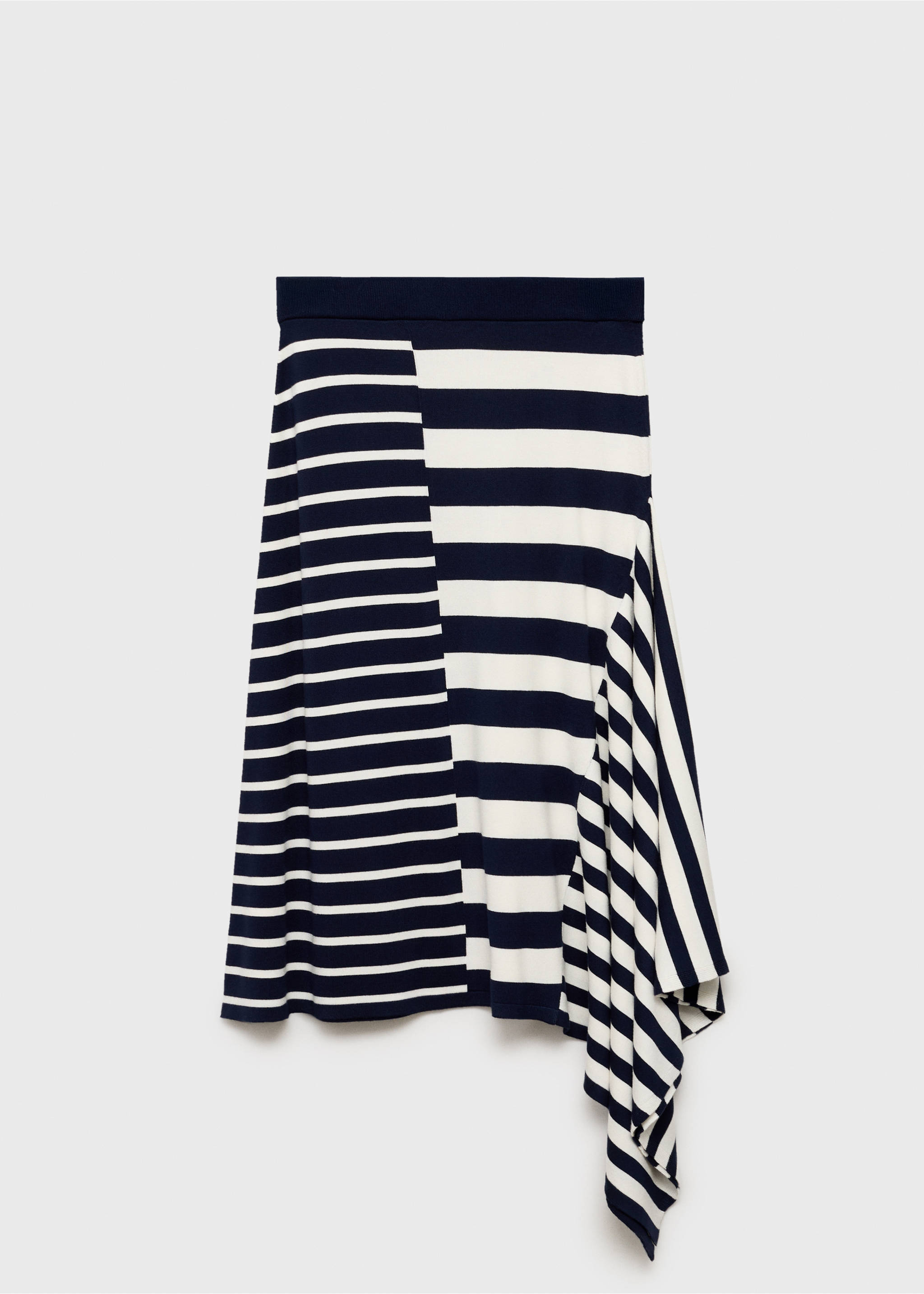 Asymmetrical striped knit skirt - Article without model, Dark Navy. Ref: 87047192-00.