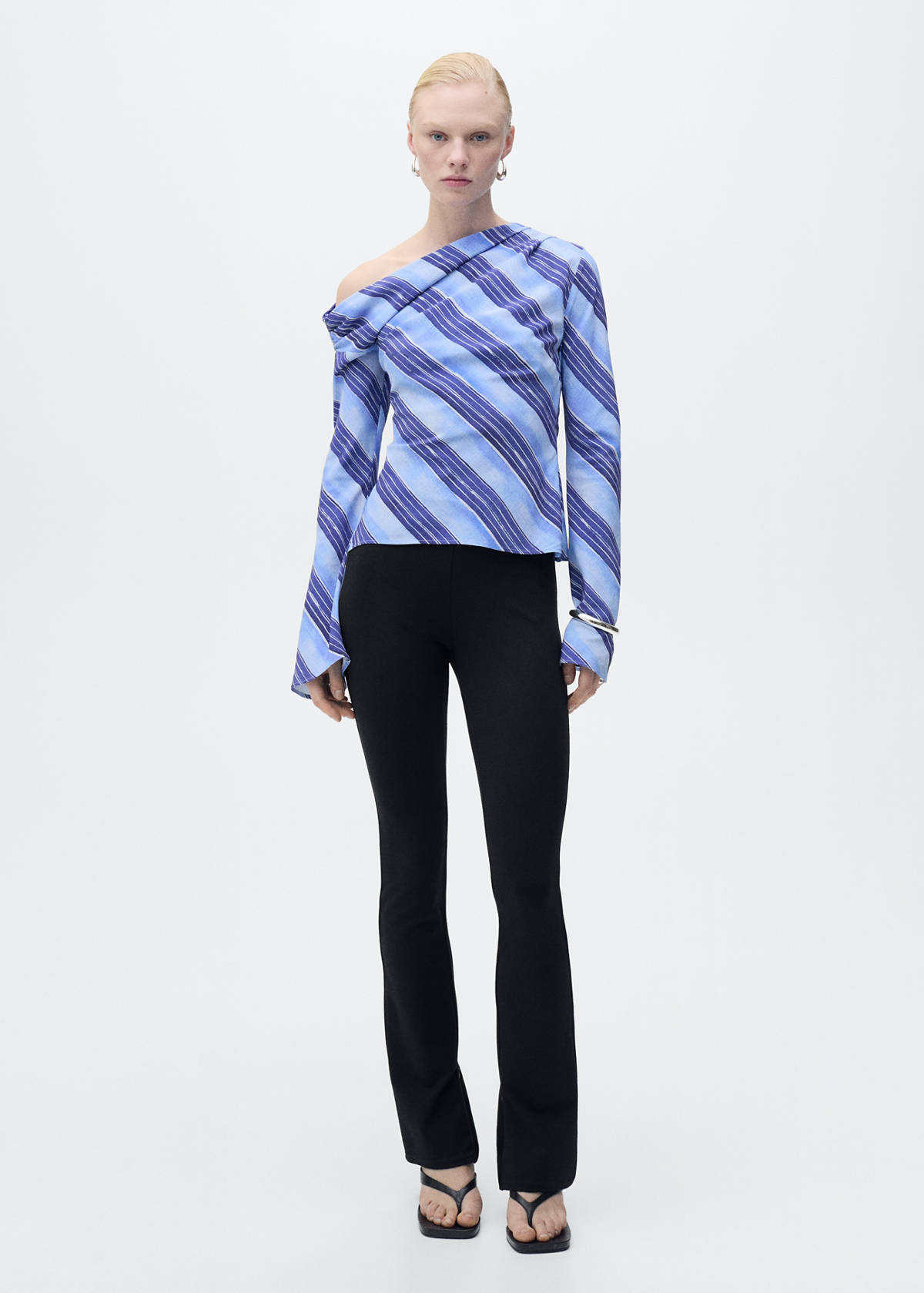 Asymmetrical striped blouse