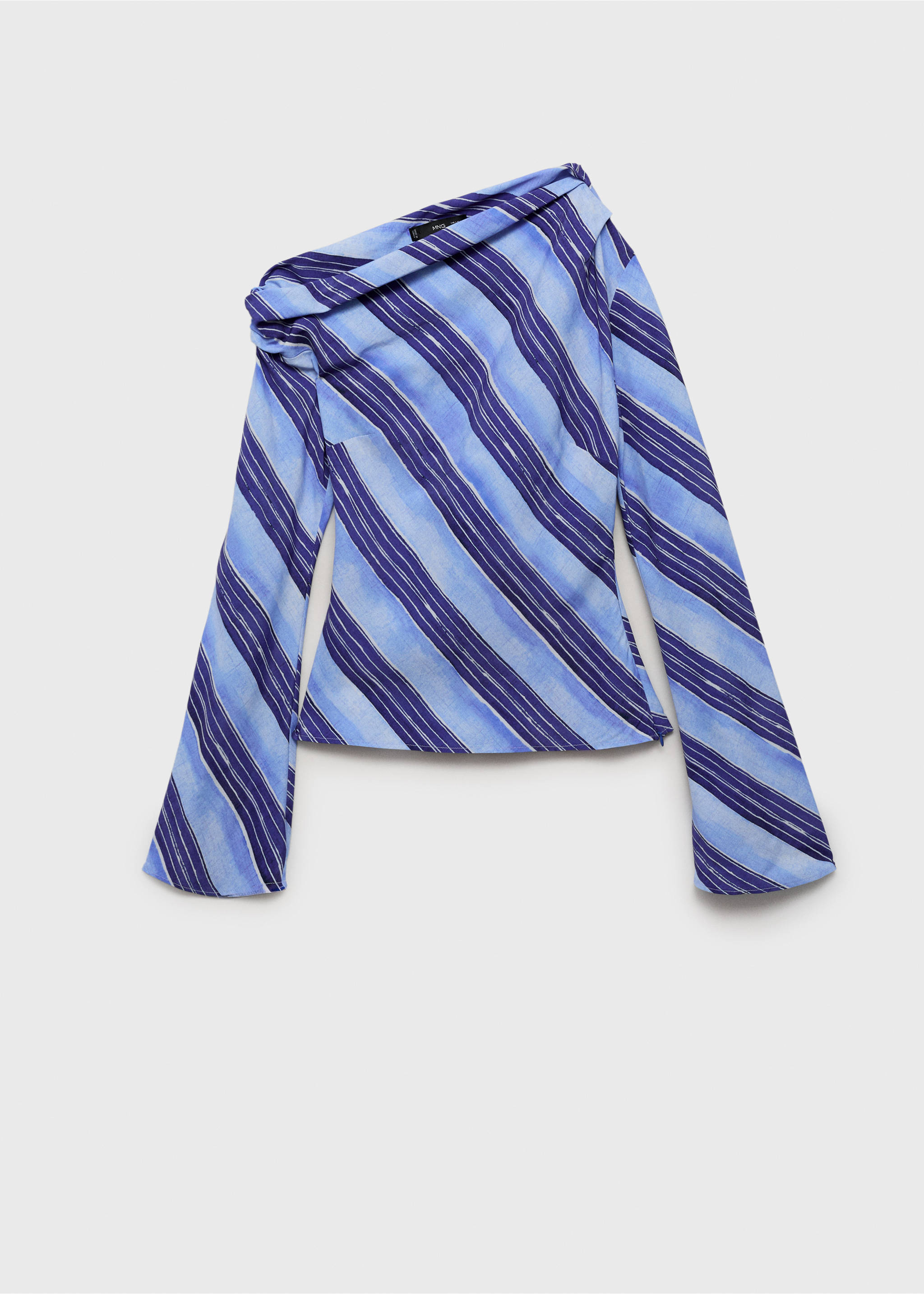 Asymmetrische Bluse mit Streifenmuster - Artikel ohne Model, Himmelblau. Ref: 87047193-00.