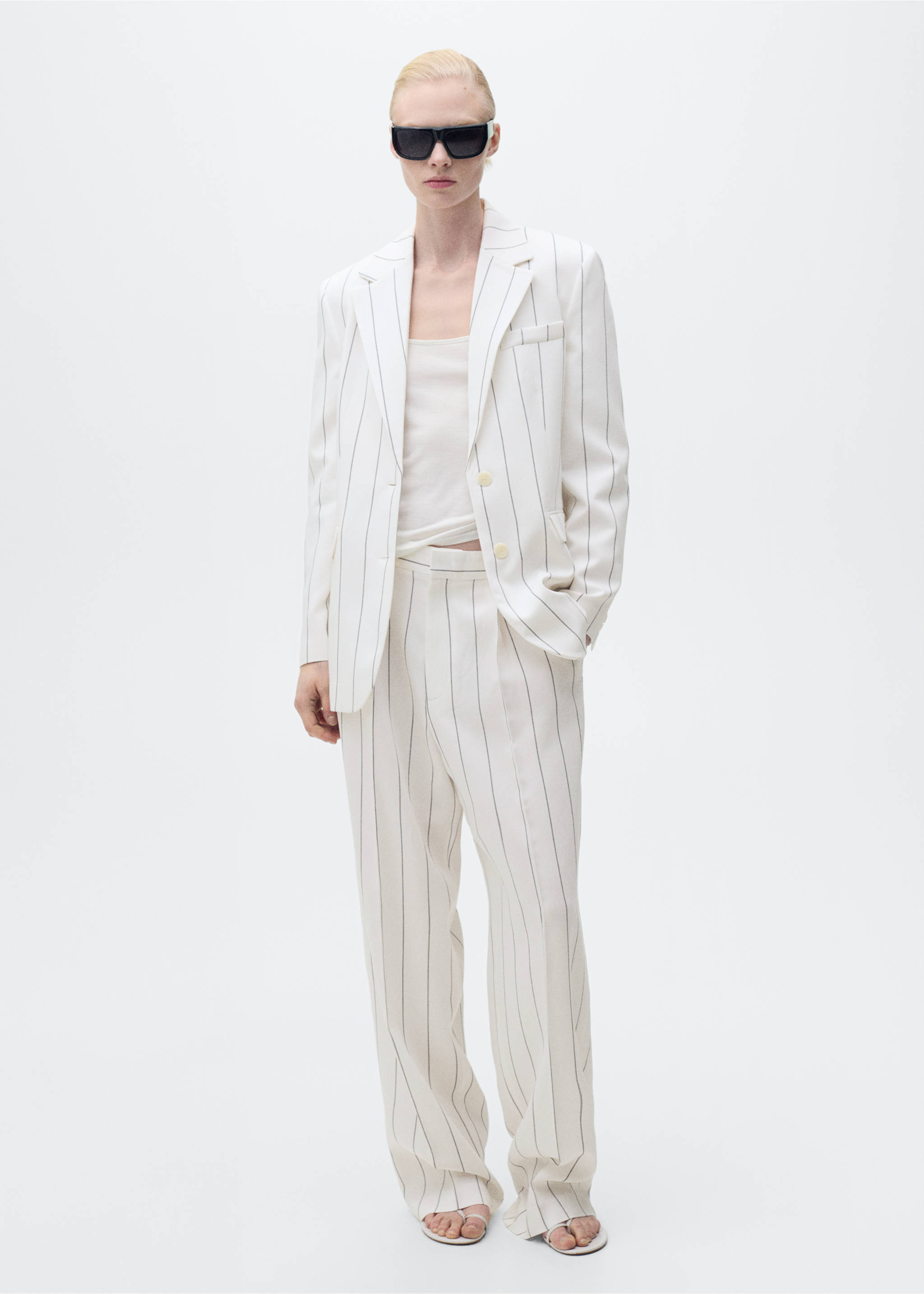Pinstripe suit jacket - General plane, White. Ref: 87047195-00.