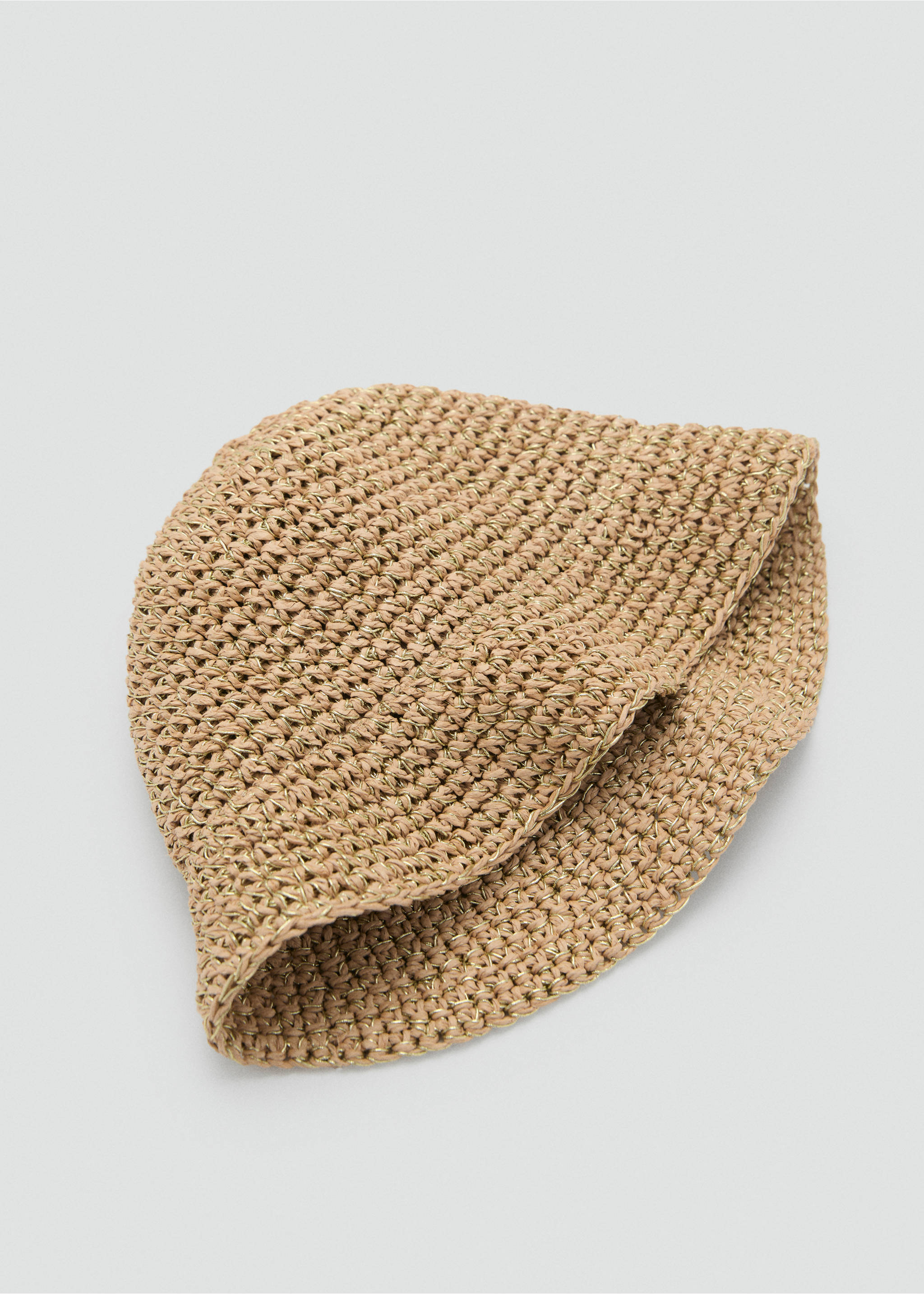 Lurex straw bucket hat - Details of the article 1, Beige. Ref: 87047671-00.