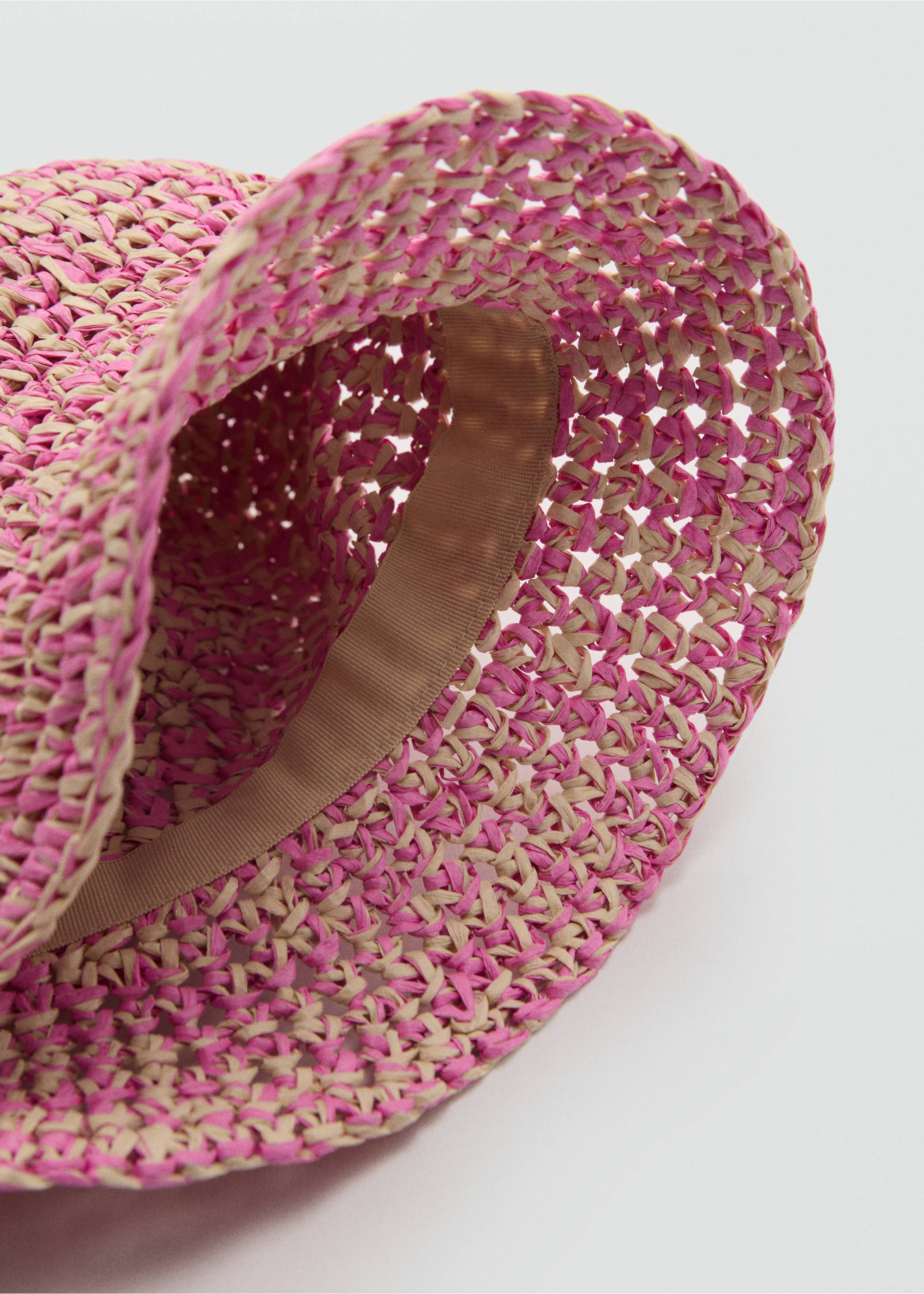 Hut aus Raffiabast - Mittlere Ansicht, Rosa. Ref: 87047674-00.