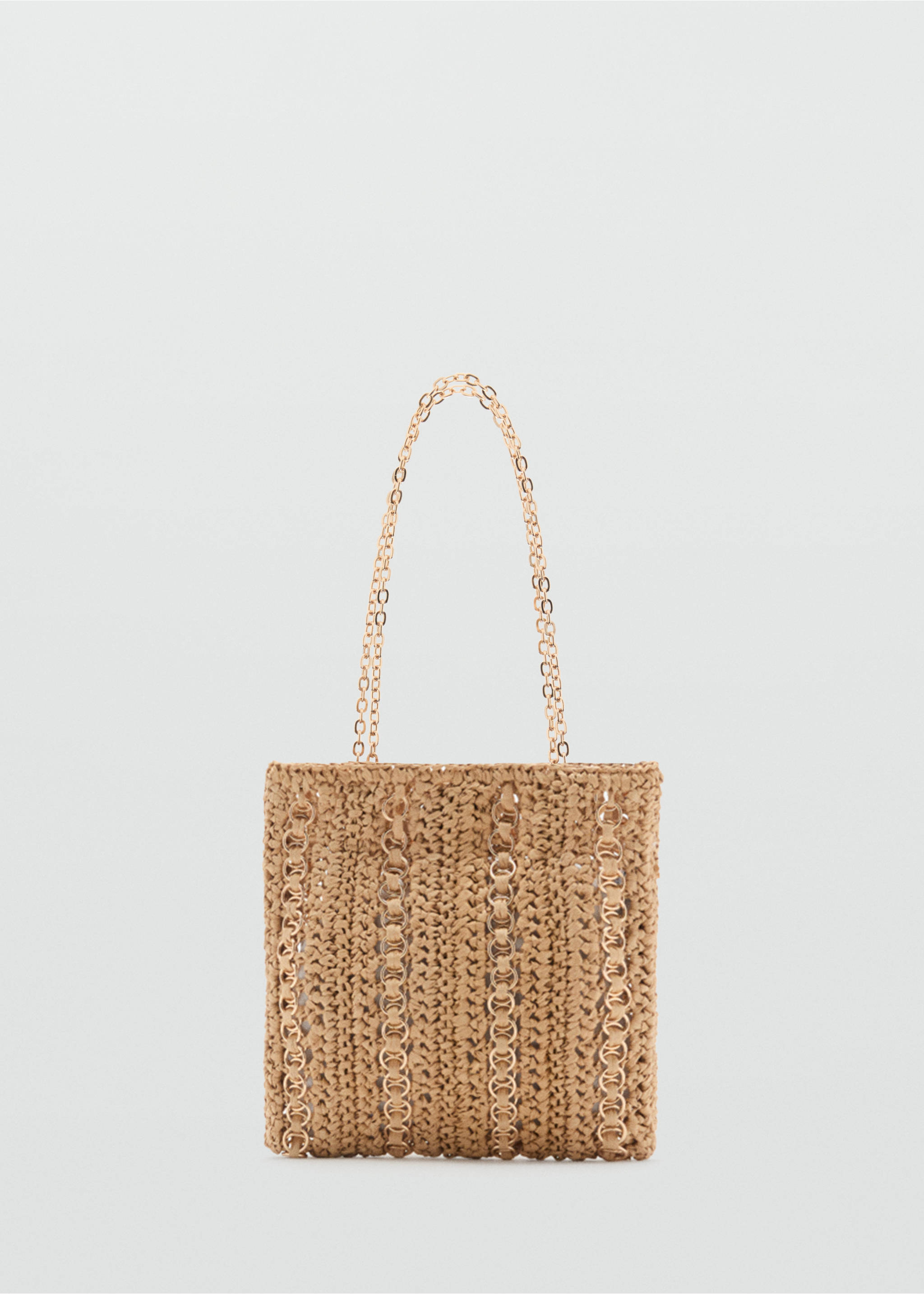 Naturfasertasche mit Metallringen - Artikel ohne Model, Beige. Ref: 87047677-00.