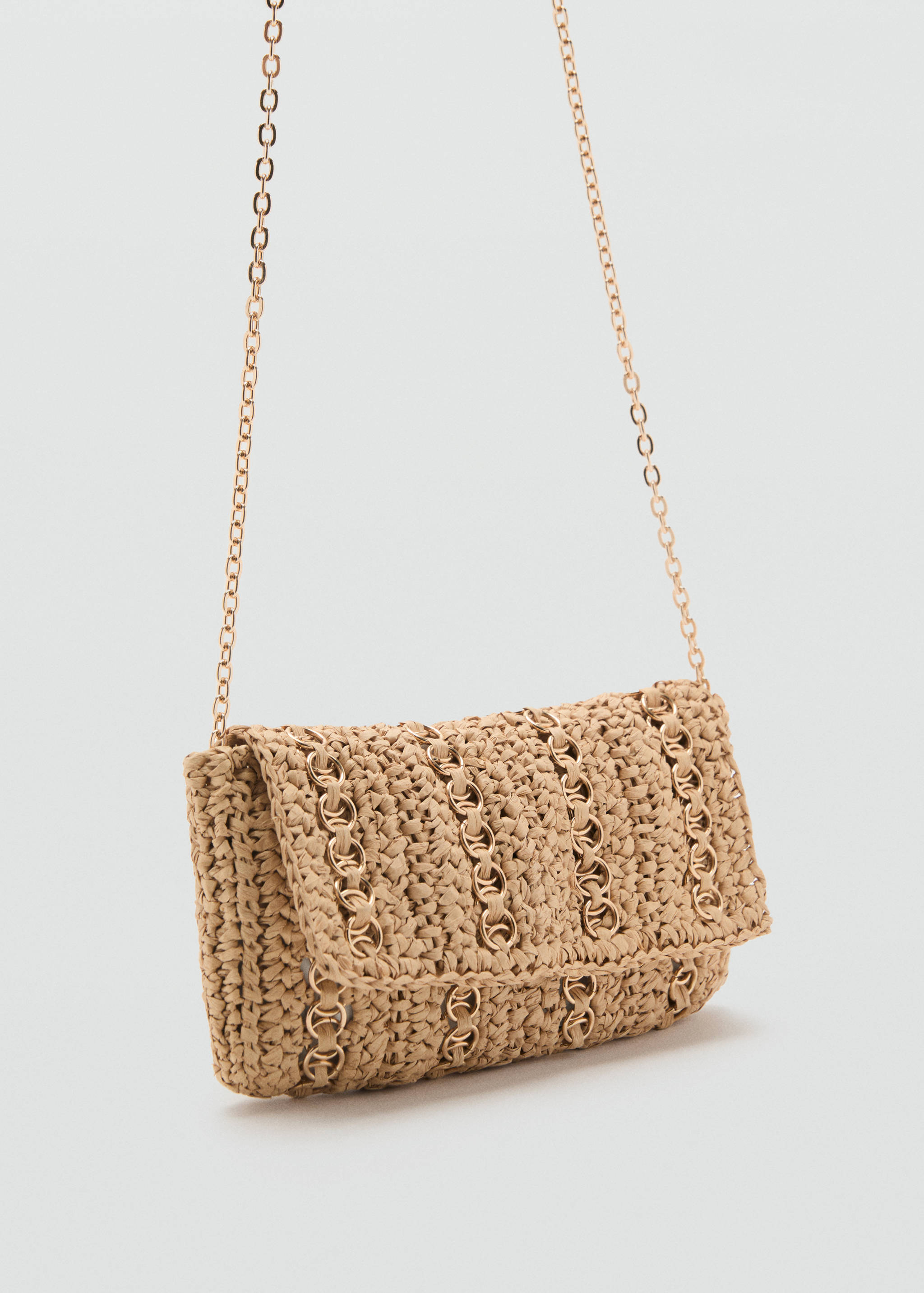Natural fibre handbag with metal rings - Medium plane