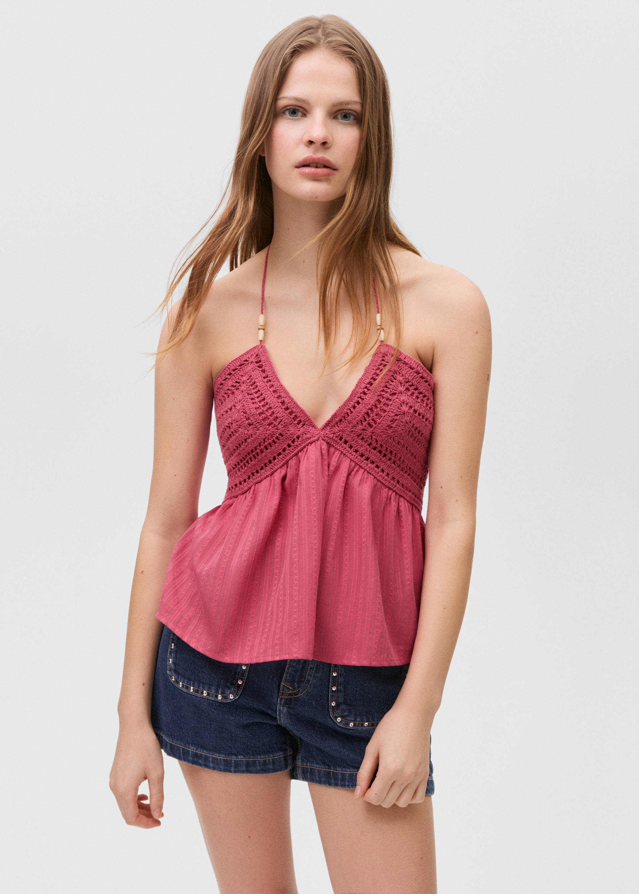 Top crochet abalorios - Plano medio