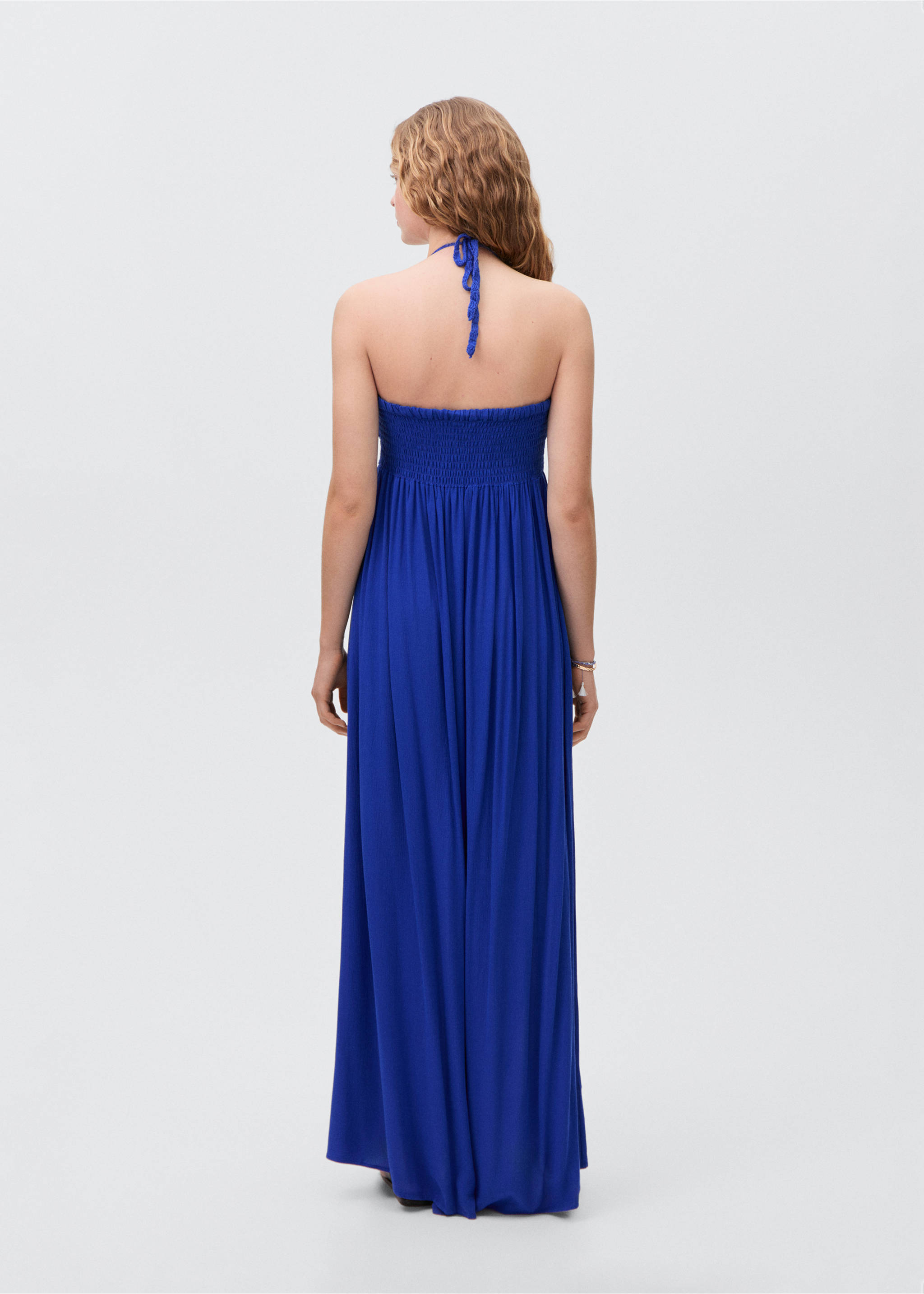 Crochet long dress - Reverse of the article, Vibrant blue. Ref: 87047683-00.