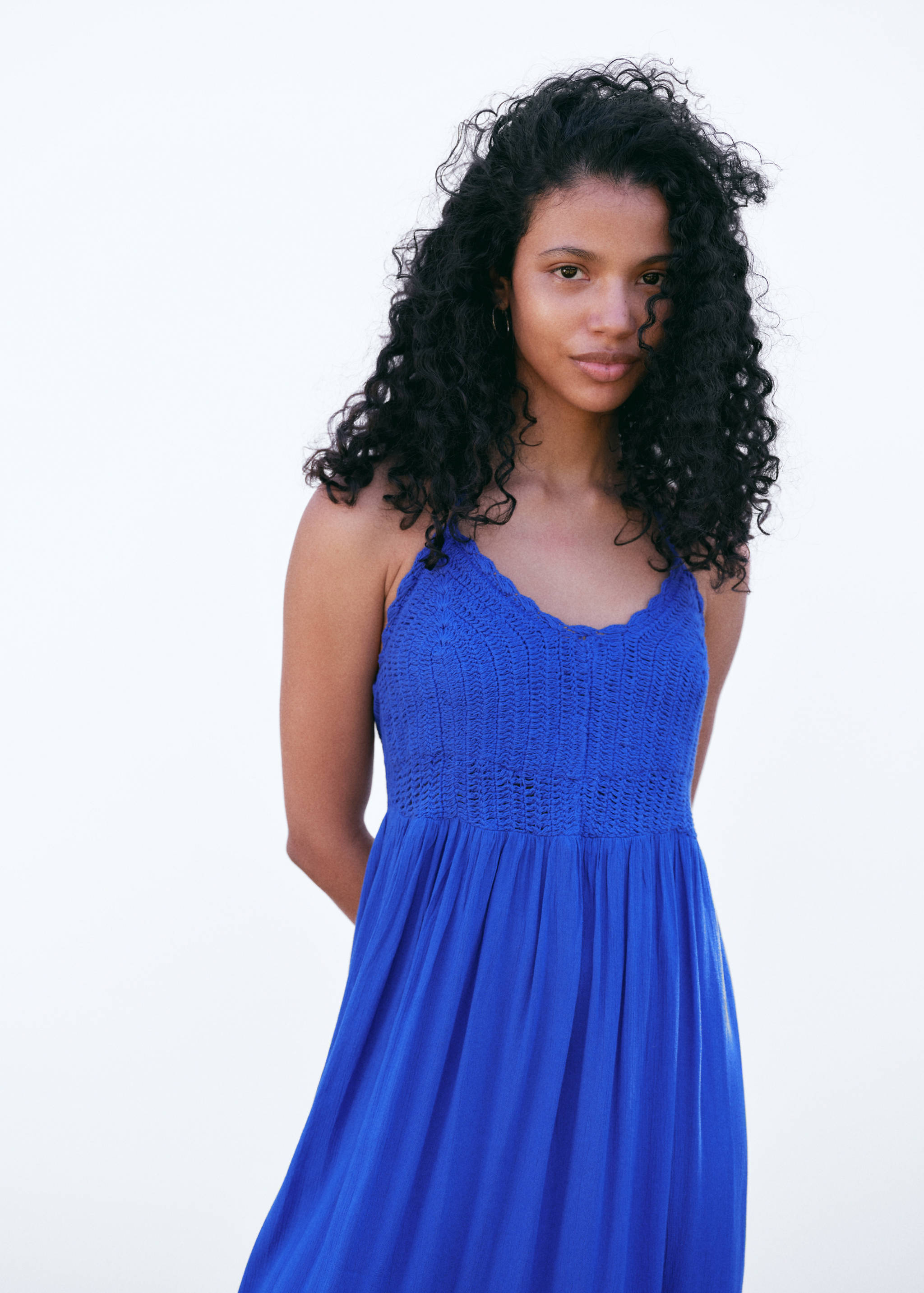 Crochet long dress - Details of the article 5, Vibrant blue. Ref: 87047683-00.
