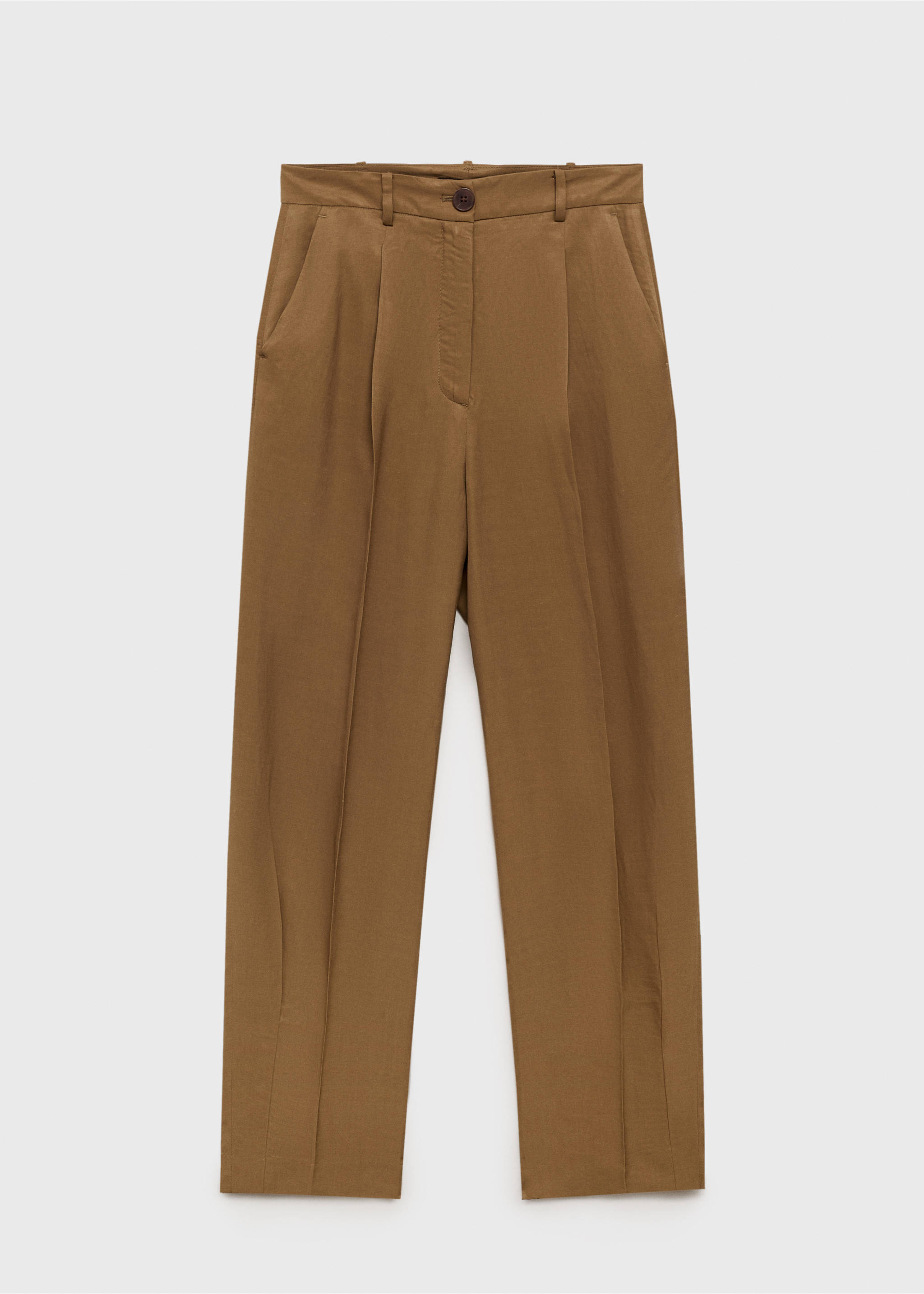 Linen-blend pleated trousers - Article without model, Green. Ref: 87047687-00.