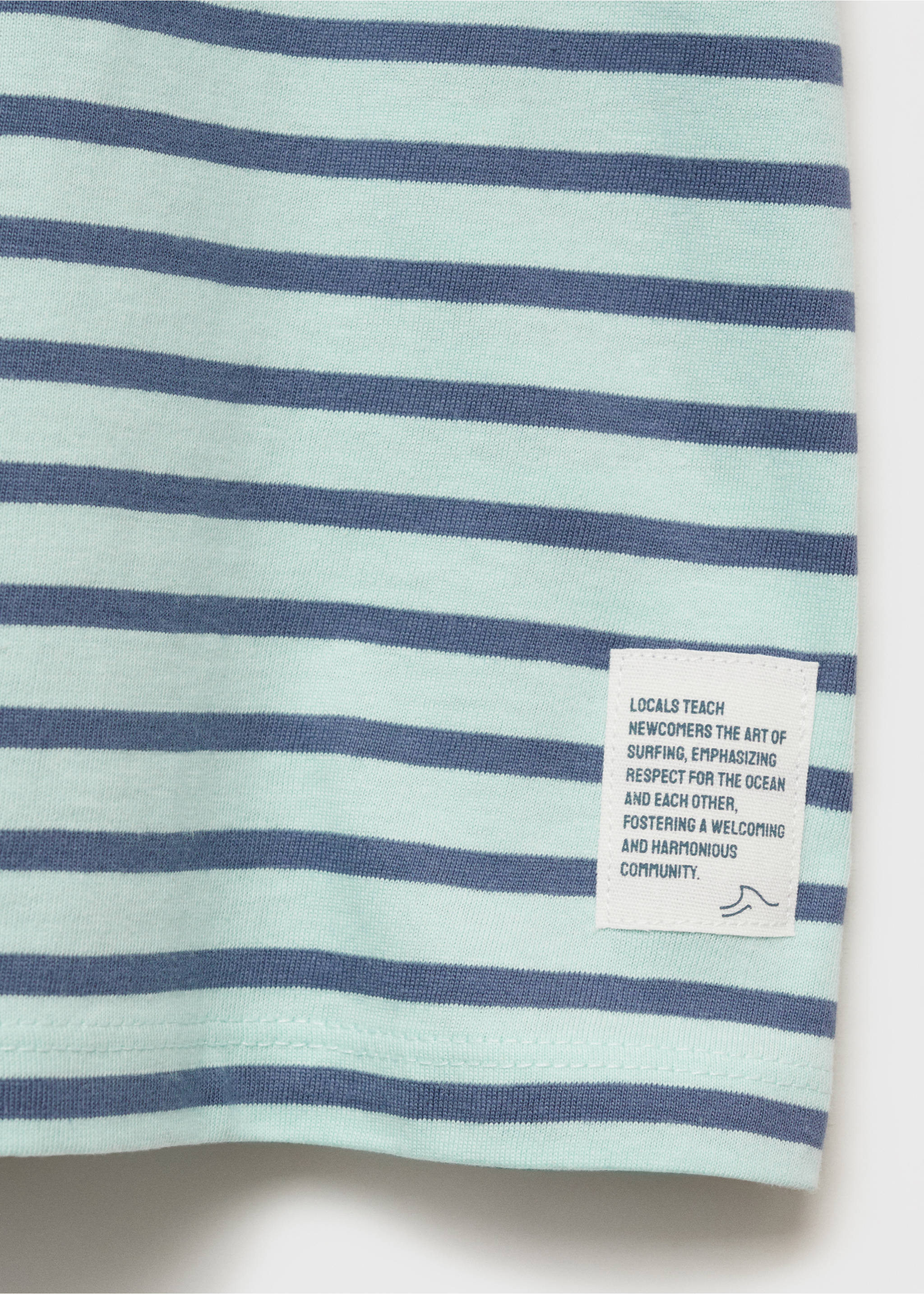Gestreiftes T-Shirt mit Kontrastkragen - Detail des Artikels 8, Pastellgrün. Ref: 87047688-00.
