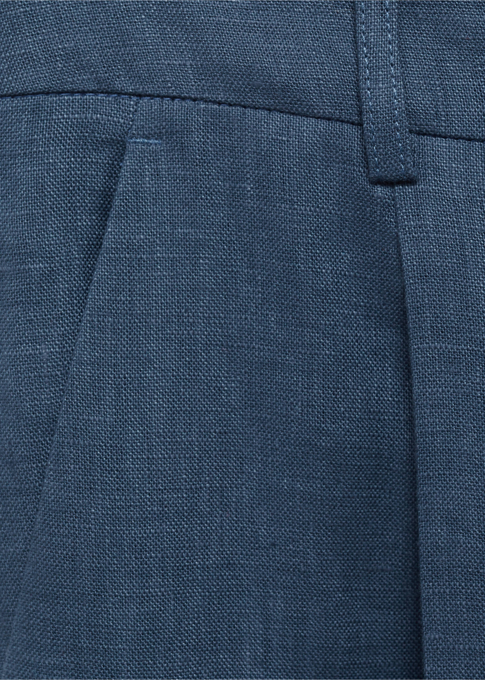 Pleated linen trousers - Details of the article 0, Blue. Ref: 87047694-00.