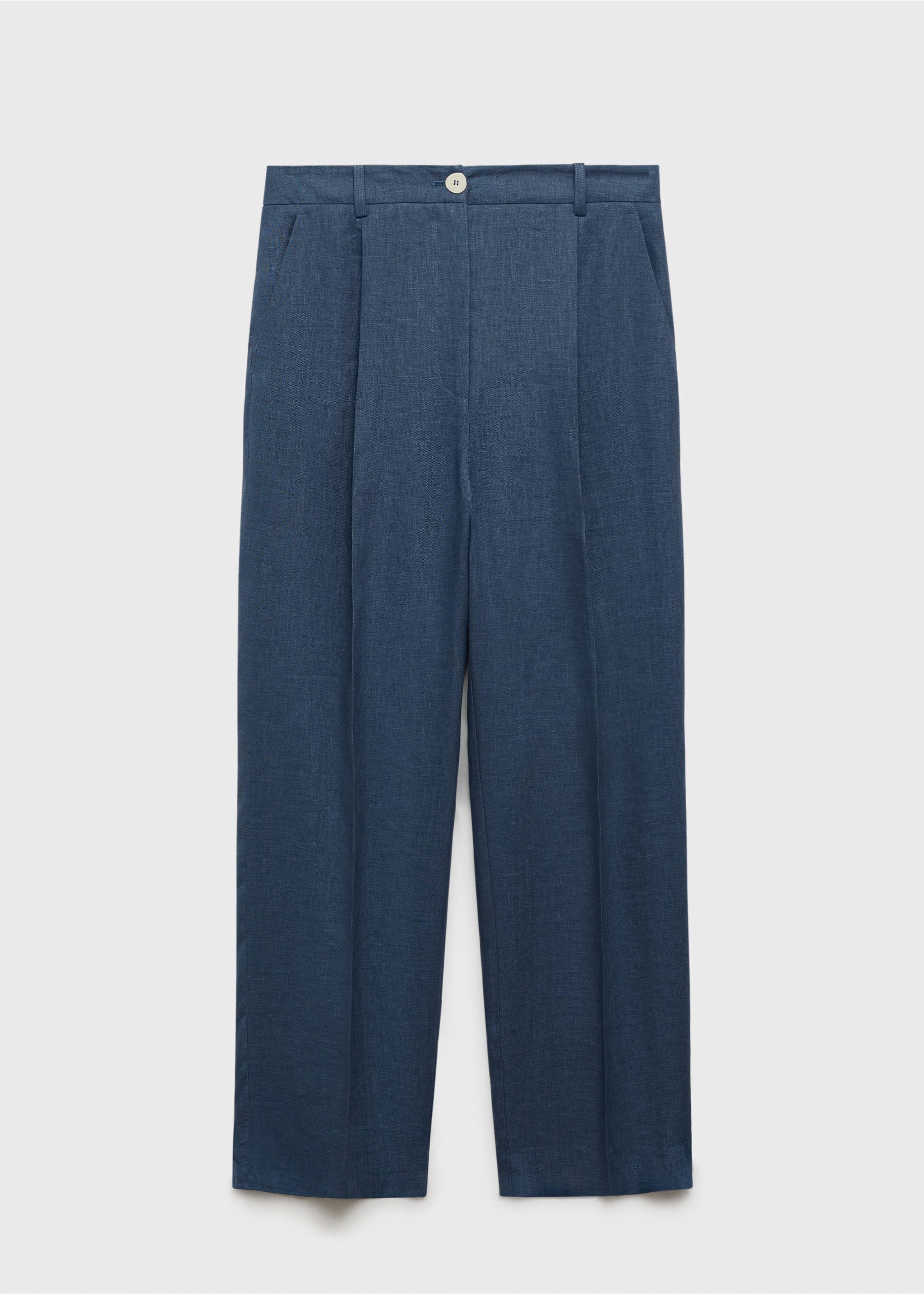 Pleated linen trousers - Article without model, Blue. Ref: 87047694-00.