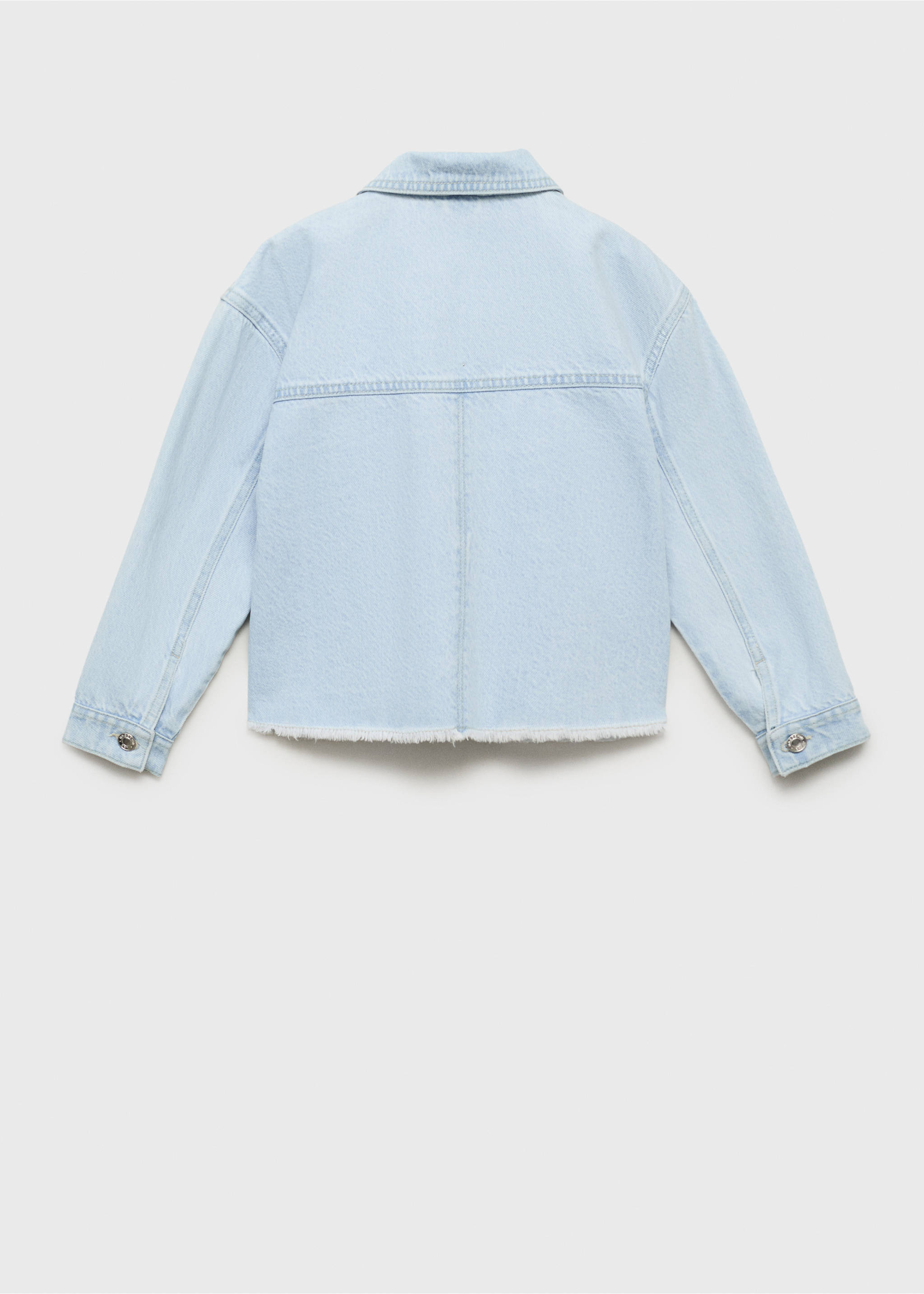 Jeansjacke mit ausgefranstem Saum - Rückseite des Artikels, Hellblau. Ref: 87047701-00.