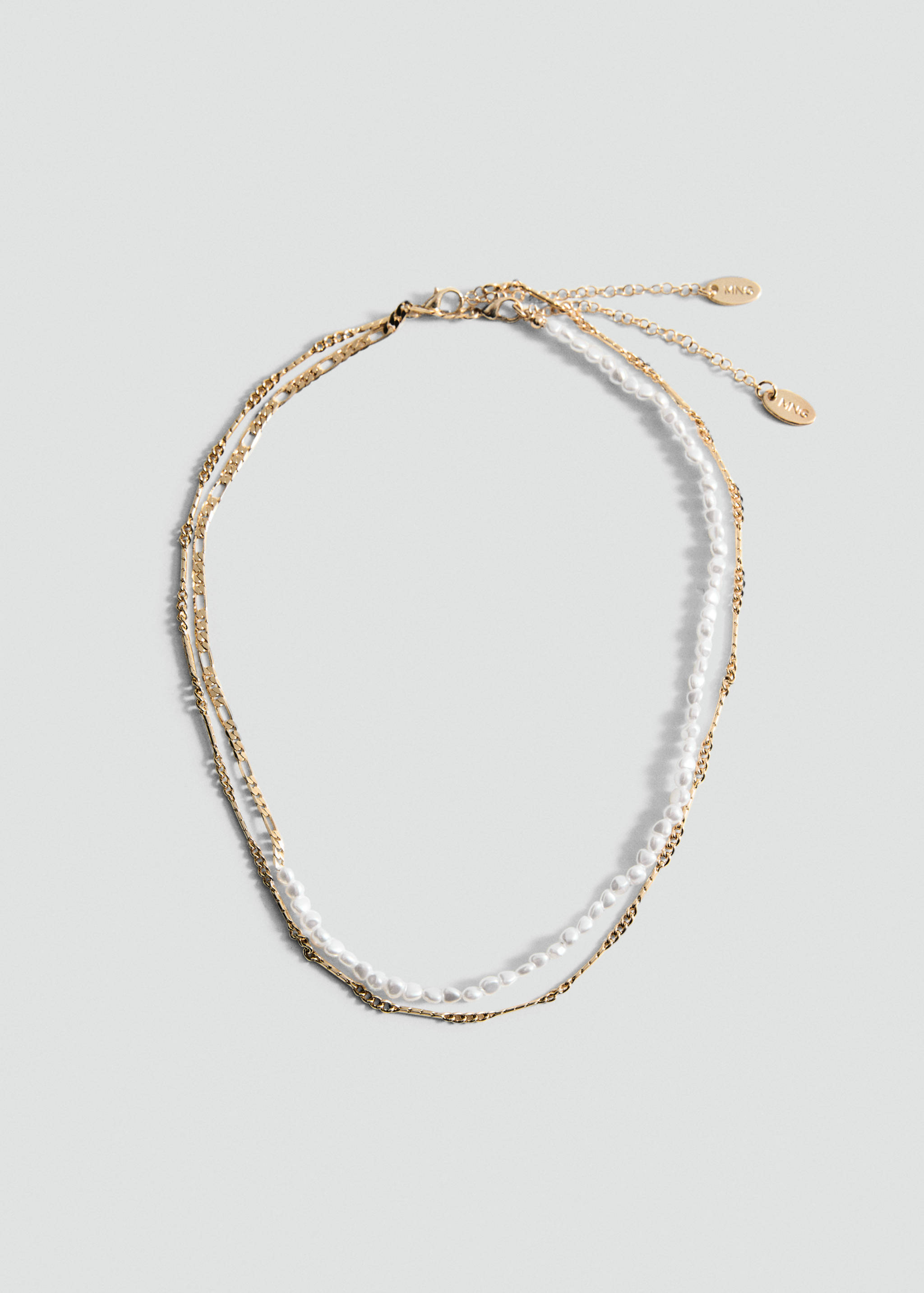 Colar duplo de corrente com pérolas - Artigo sem modelo