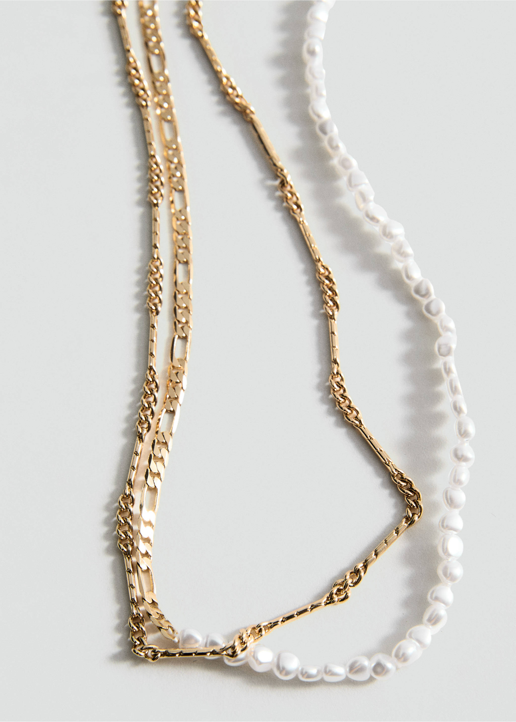 Collar doble cadena perlas - Plano medio, Oro. Ref: 87047703-00.