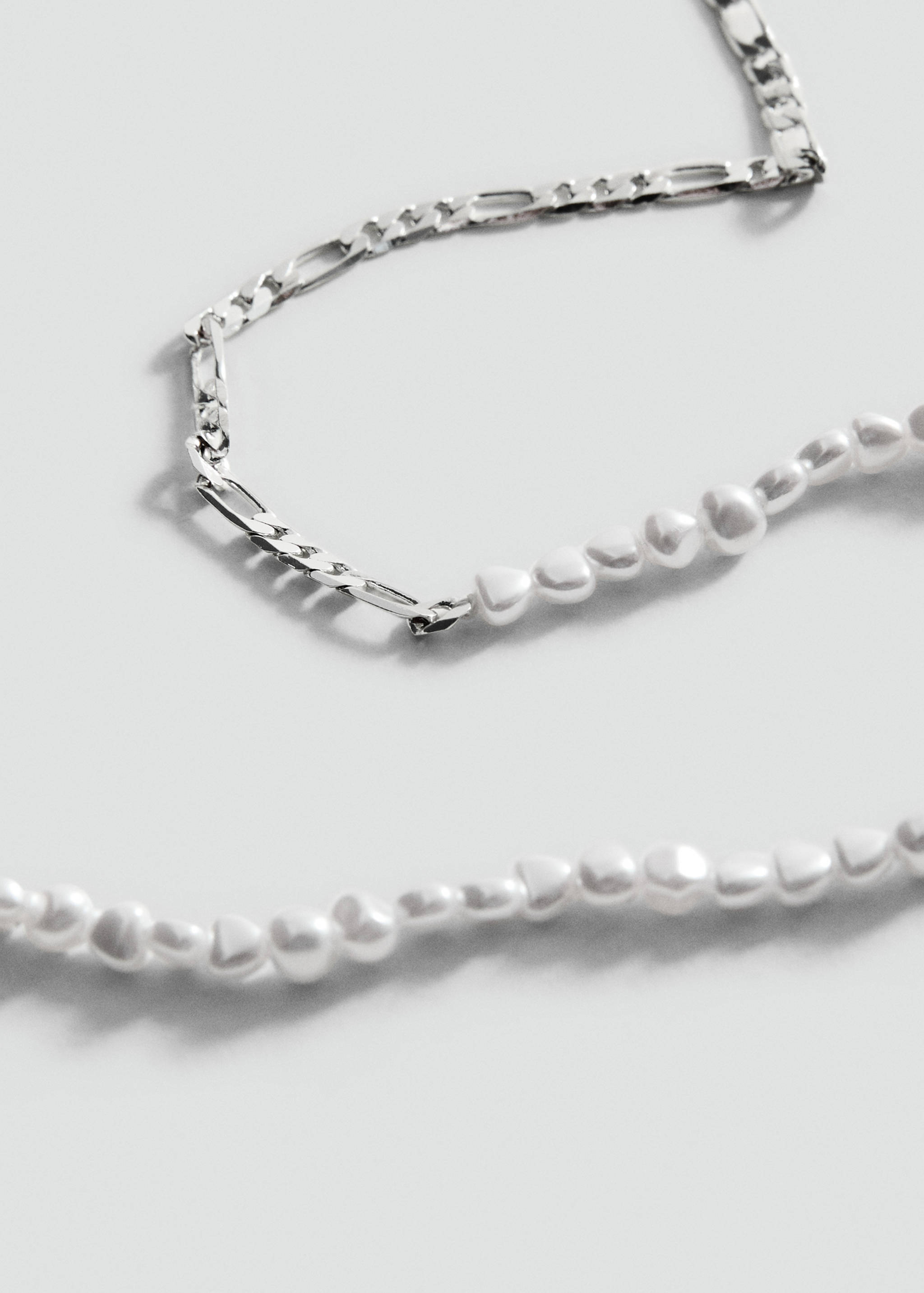 Collar doble cadena perlas - Plano medio
