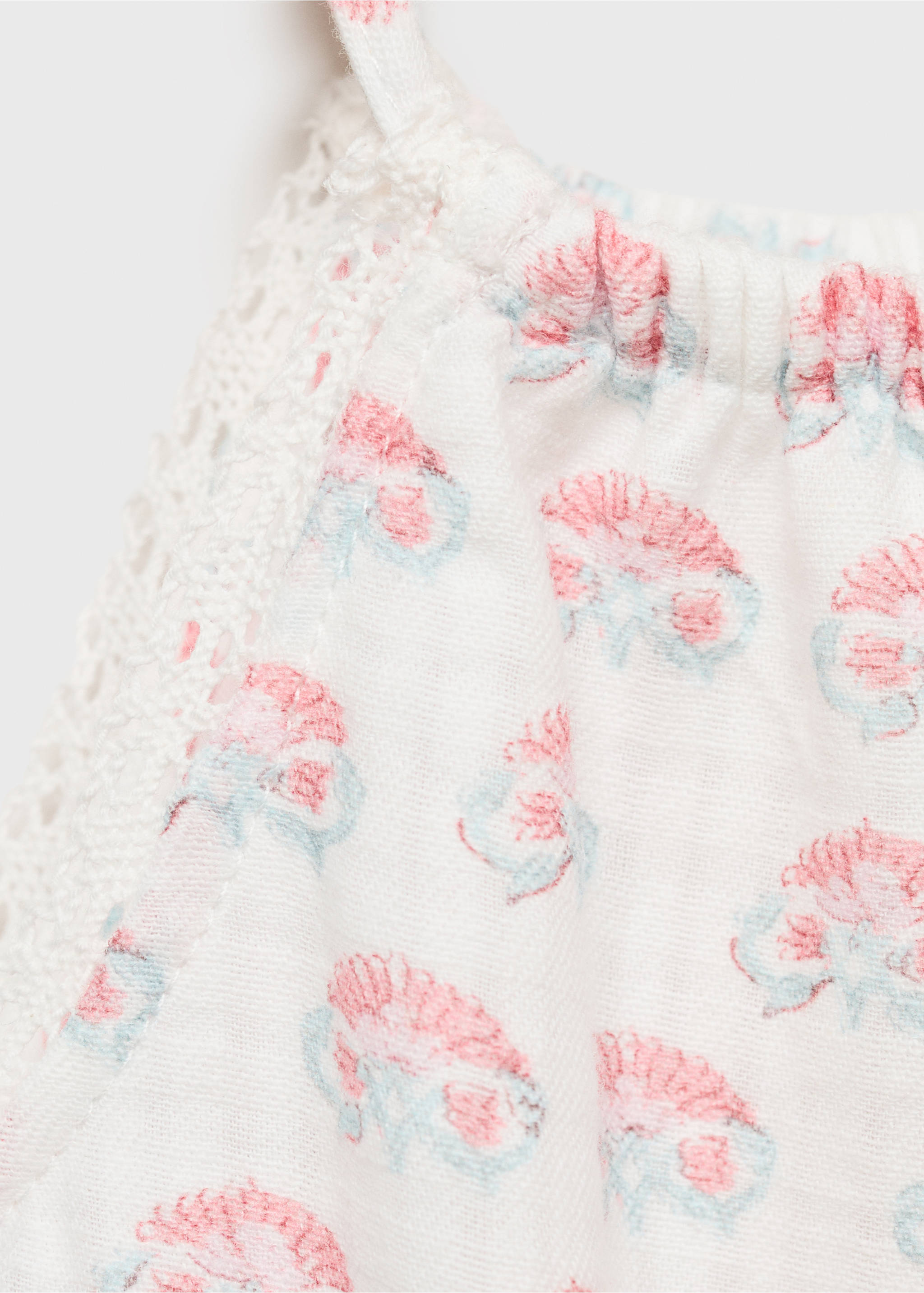 Floral embroidered dress with straps - Details of the article 8, White. Ref: 87047709-00.