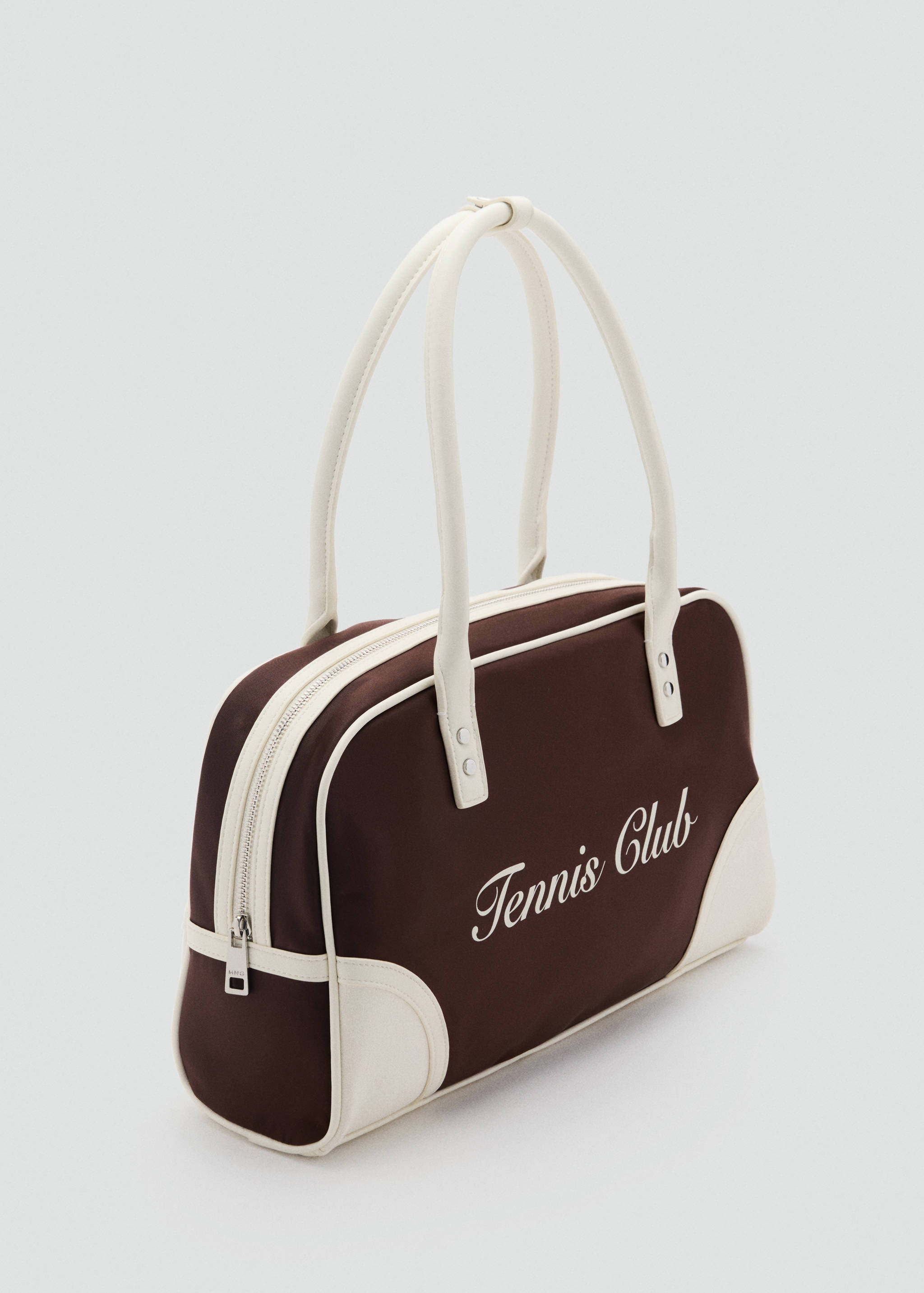 Contrast shoulder bag with printed message - Medium plane