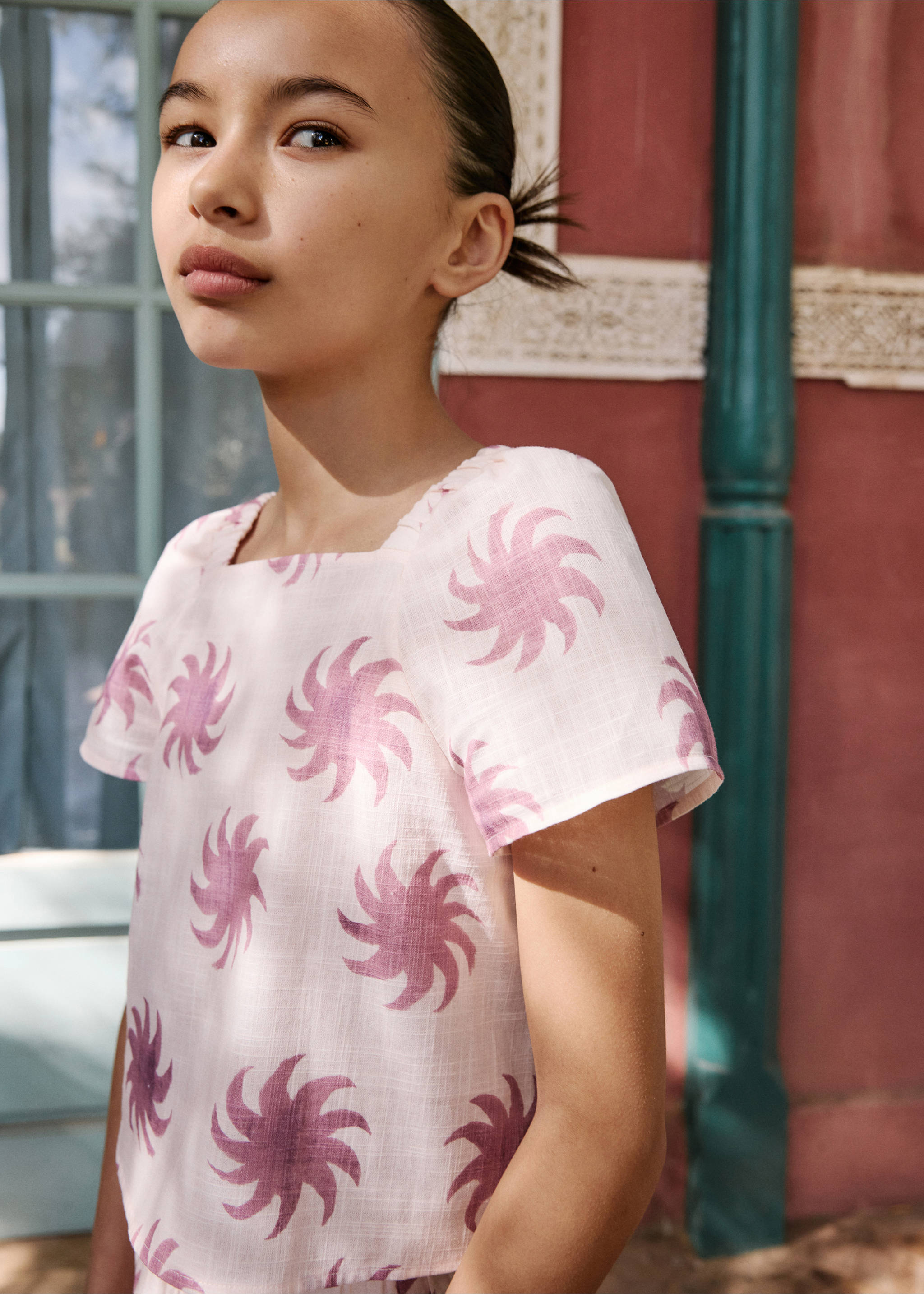 Blouse crop imprimée - Détail de l'article 5, Rose. Ref: 87047715-00.