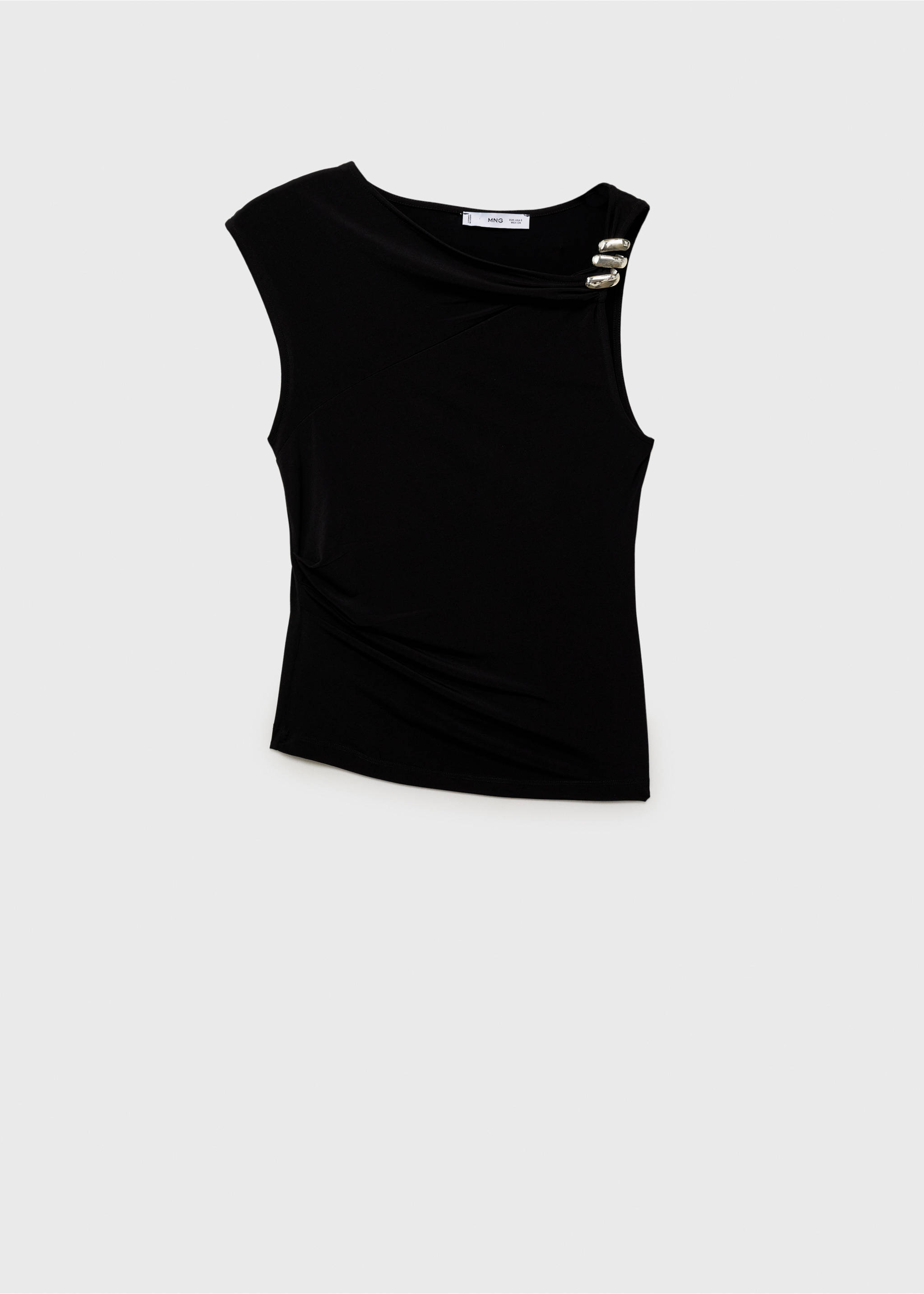 Asymmetrical top with metallic appliqué - Article without model, Black. Ref: 87047716-00.