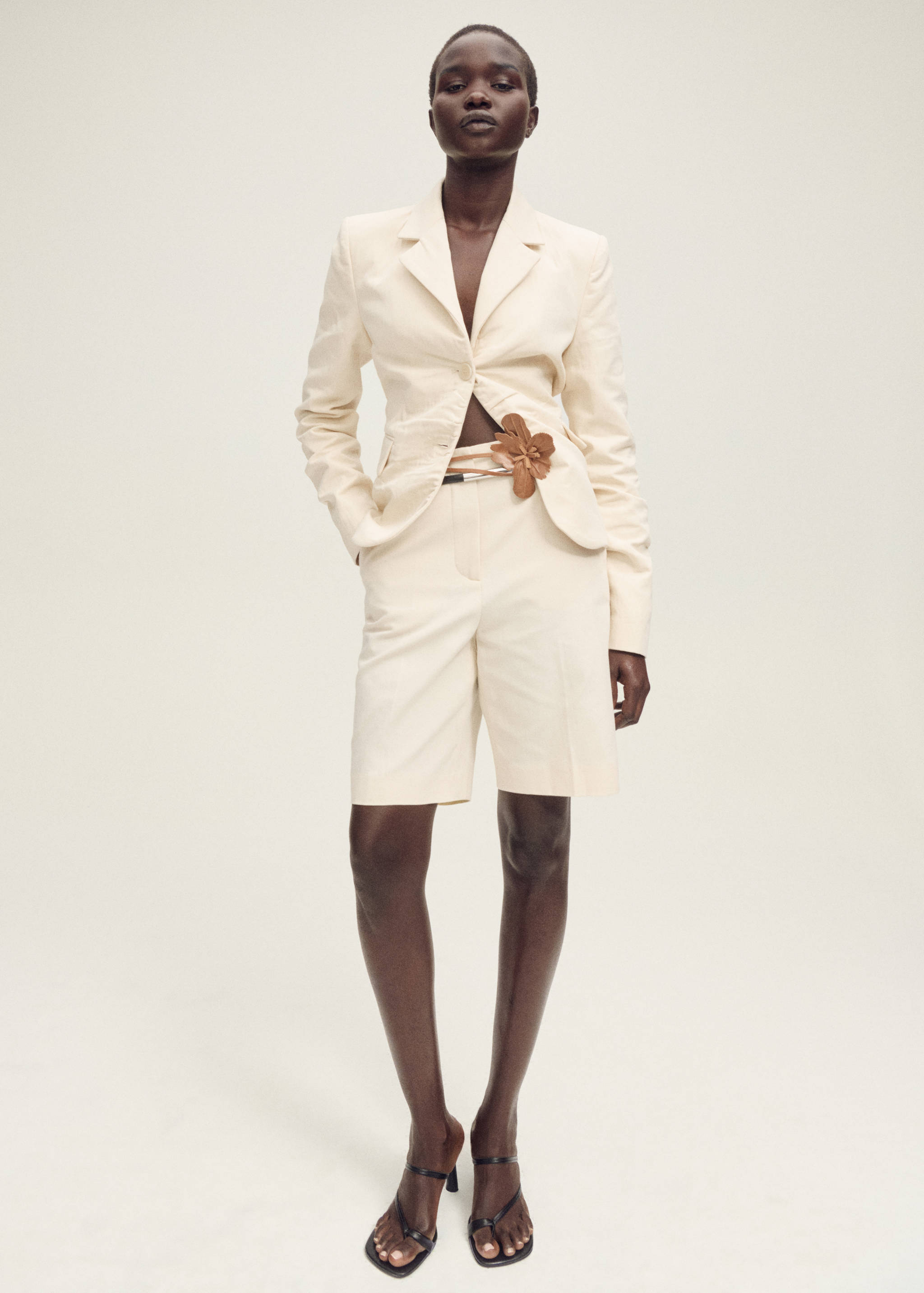 Bermuda de costume lin mélangé - Plan général