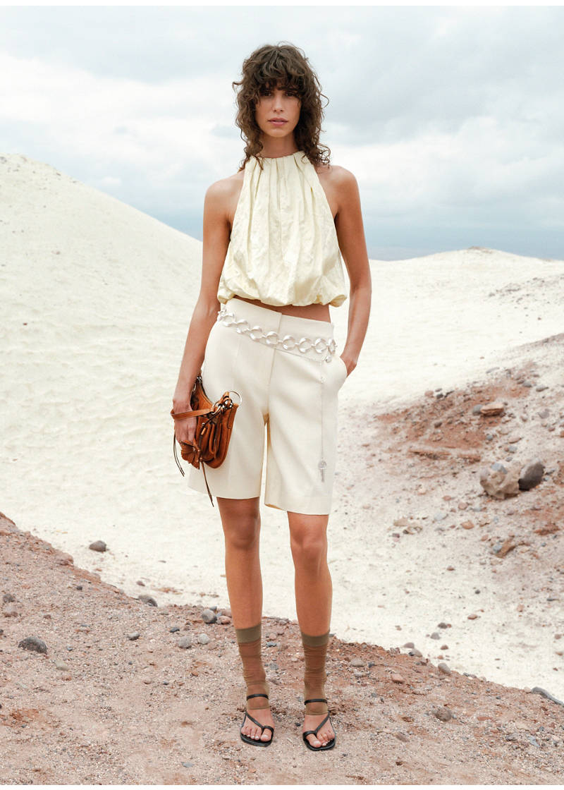 Linen-blend suit bermuda shorts - Ecru