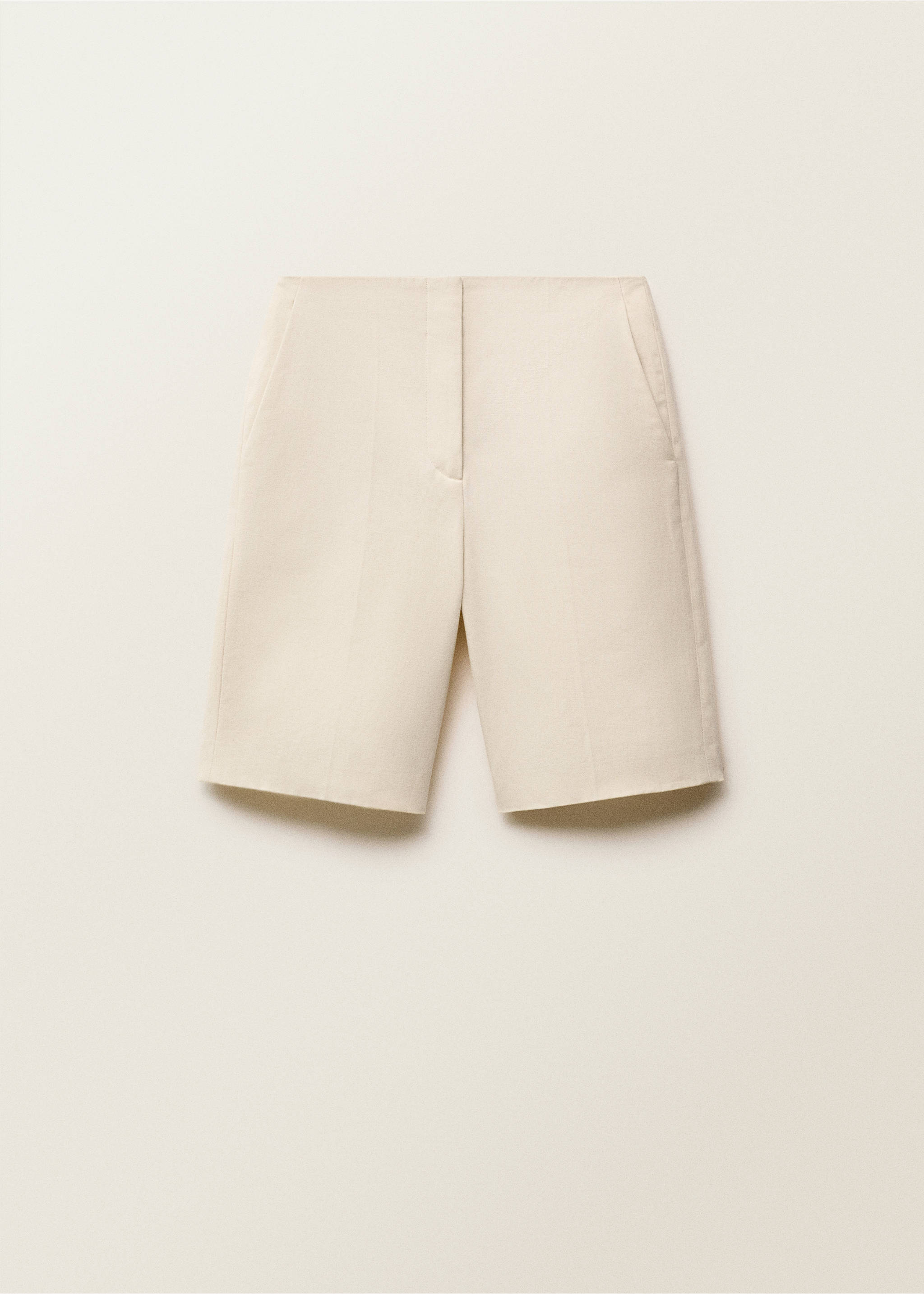 Linen-blend suit bermuda shorts - Article without model, Ecru. Ref: 87047717-00.